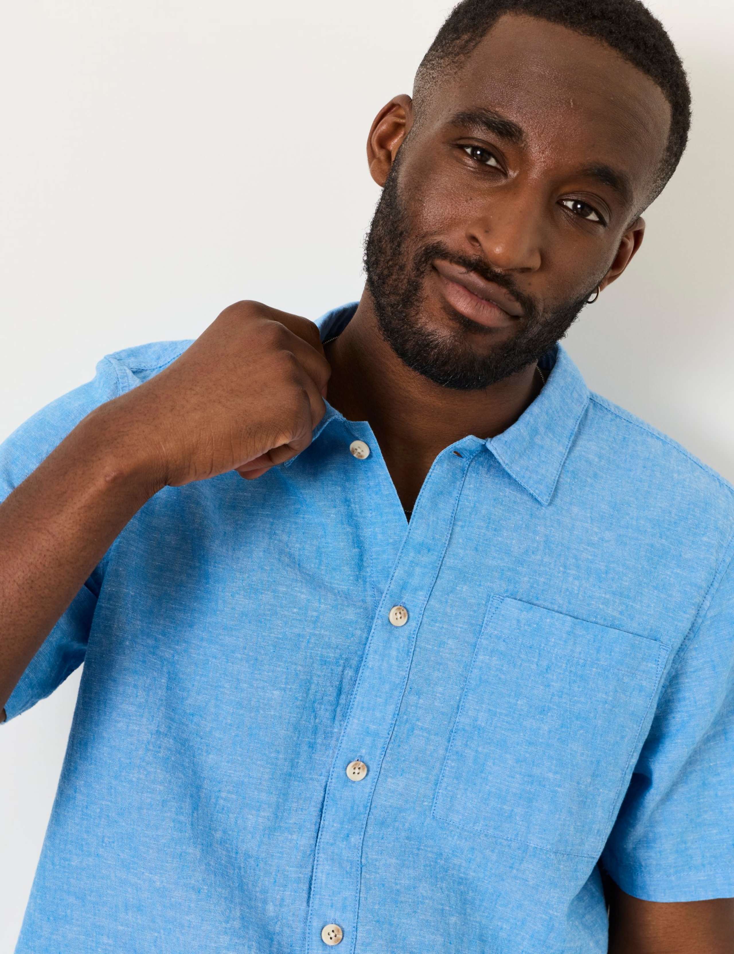 Regular Fit Linen Blend Short Sleeve Shirt 4 of 7