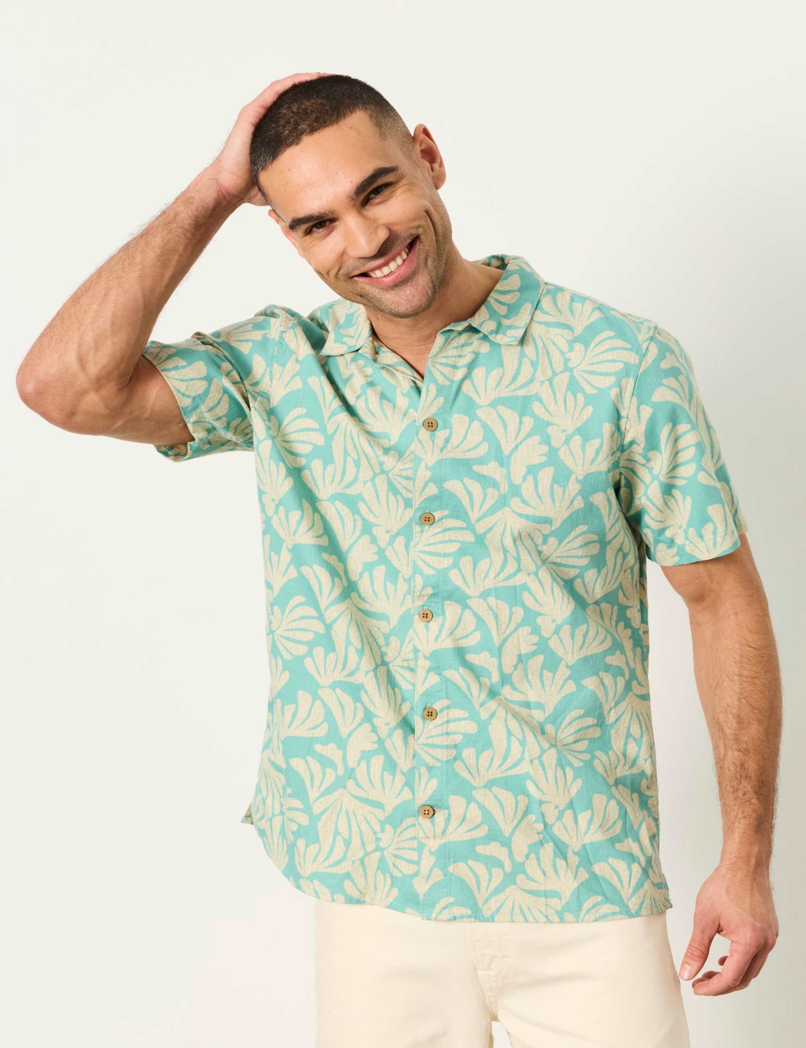 Pure Cotton Coral Print Short Sleeve Shirt 1 of 6