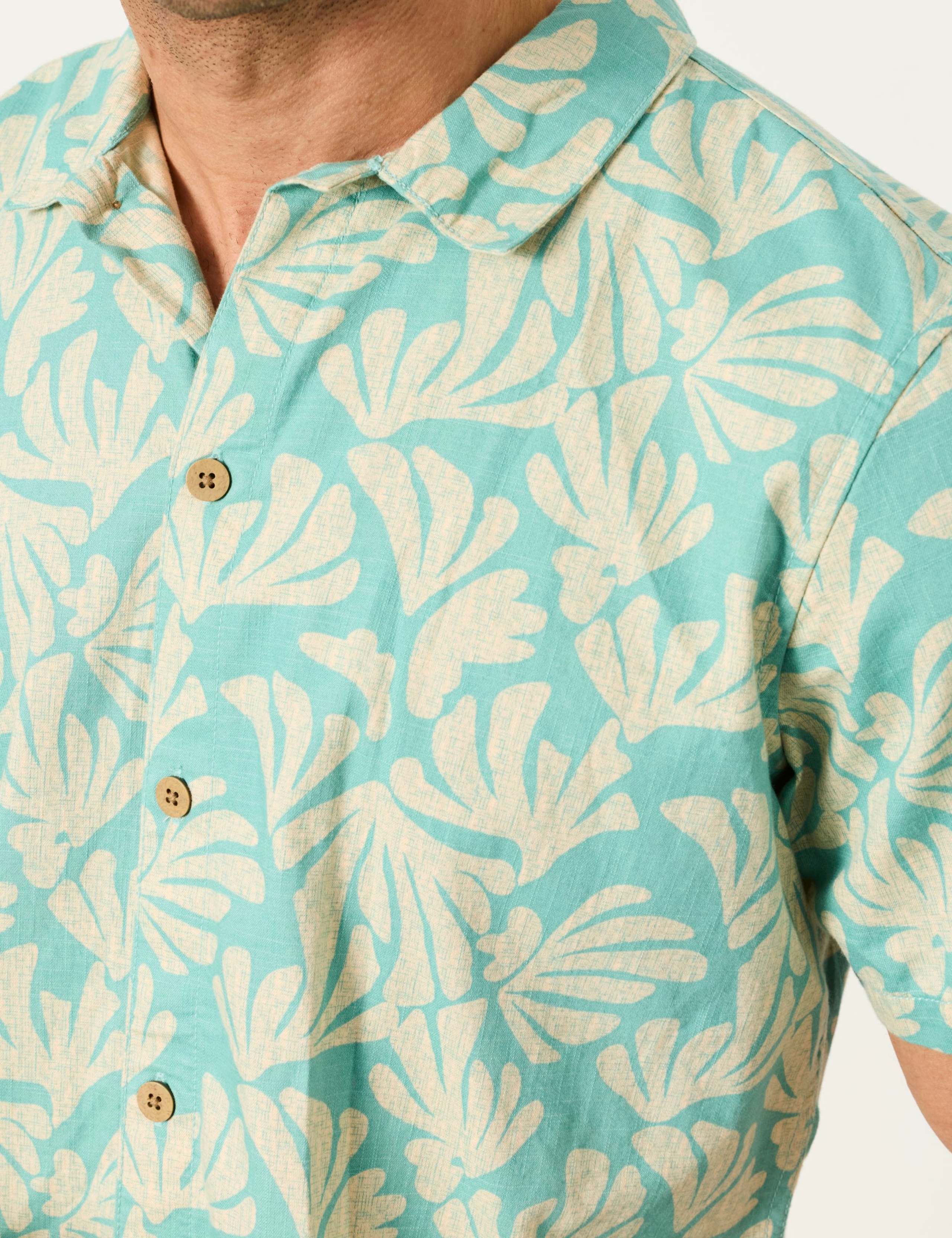 Pure Cotton Coral Print Short Sleeve Shirt 5 of 6