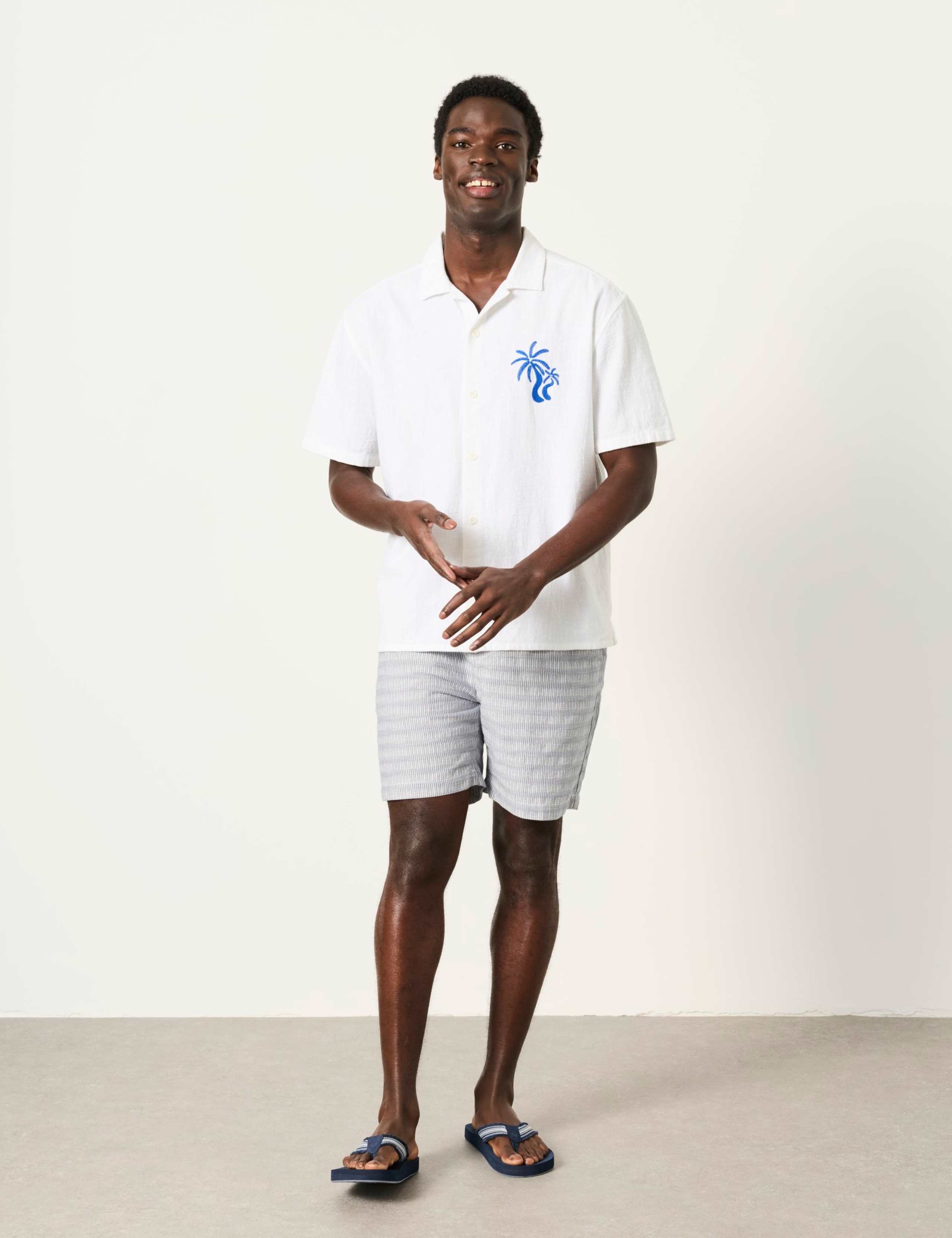Pure Cotton Embroidered Palm Tree Shirt 4 of 7