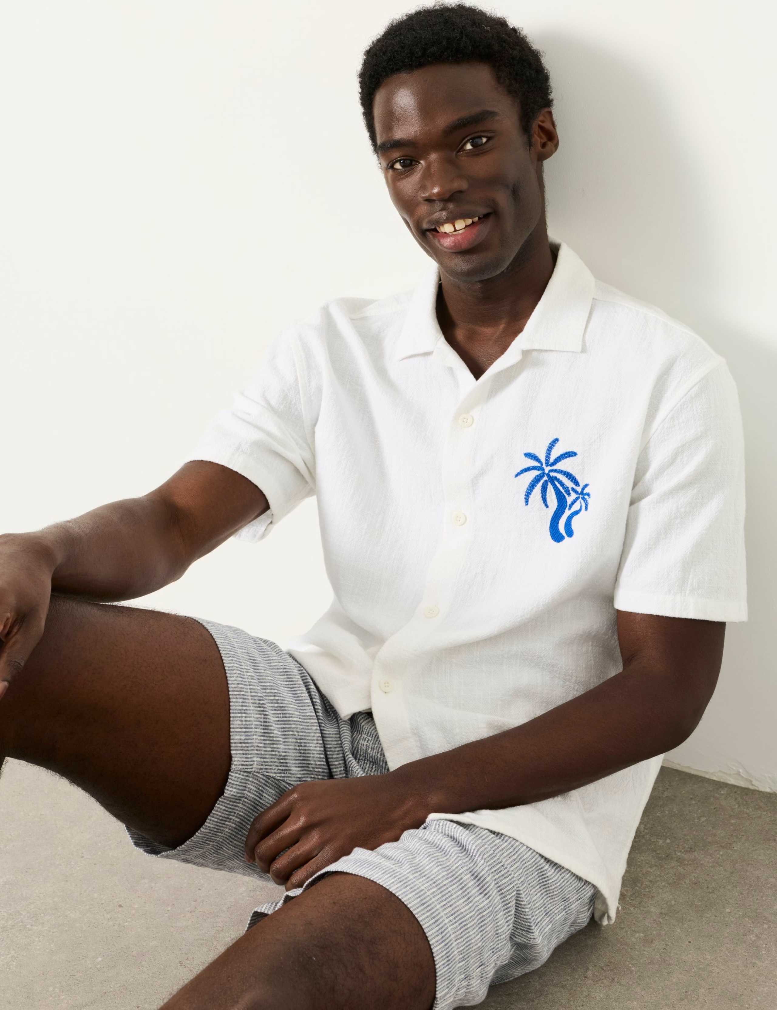 Pure Cotton Embroidered Palm Tree Shirt 5 of 7