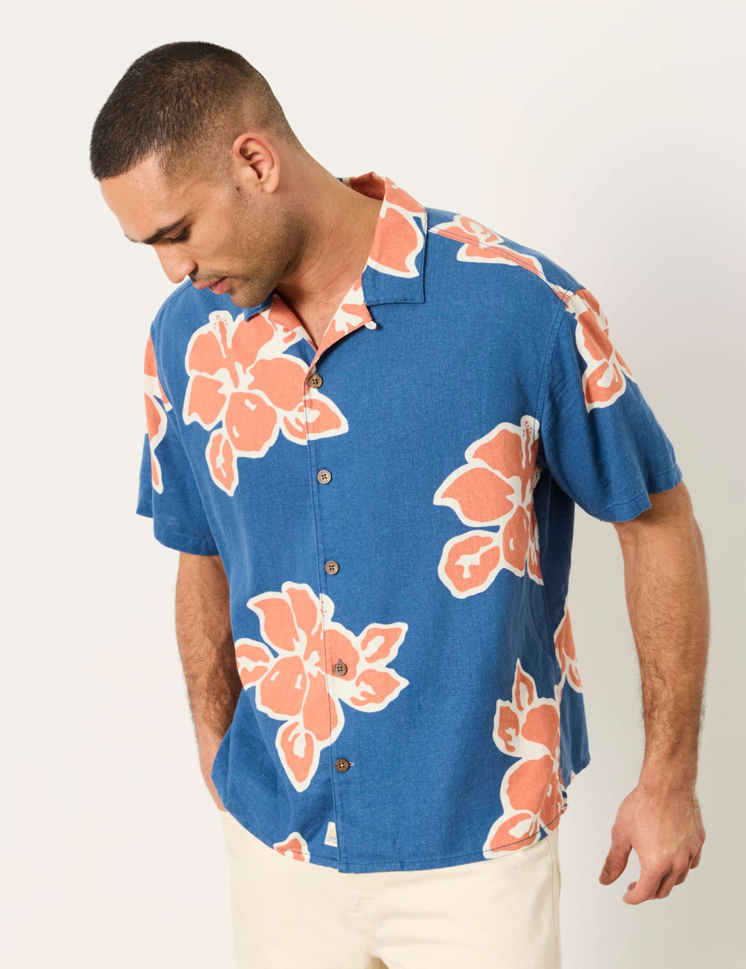 Relaxed Fit Linen Rich Floral Shirt 1 of 6