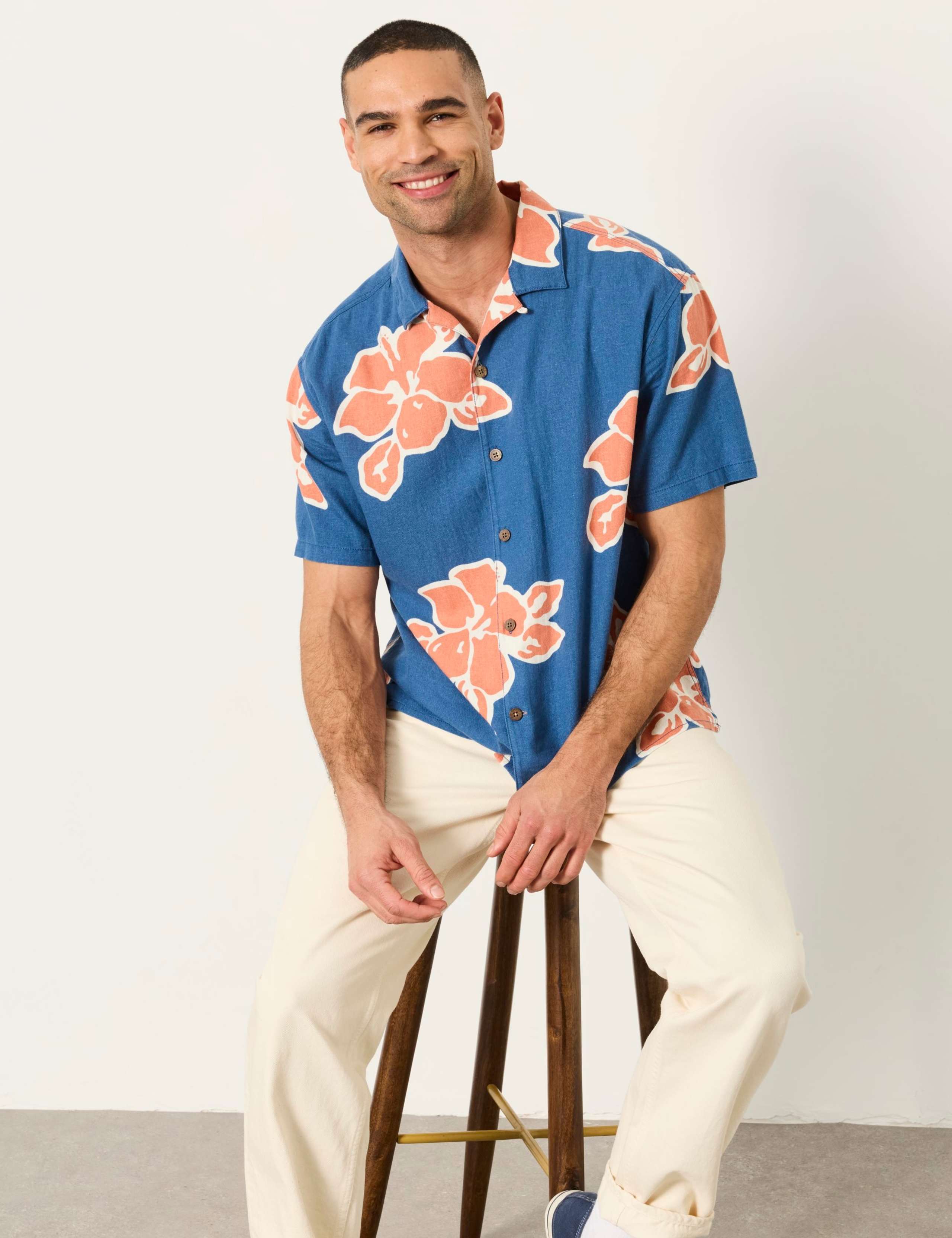 Relaxed Fit Linen Rich Floral Shirt 6 of 6