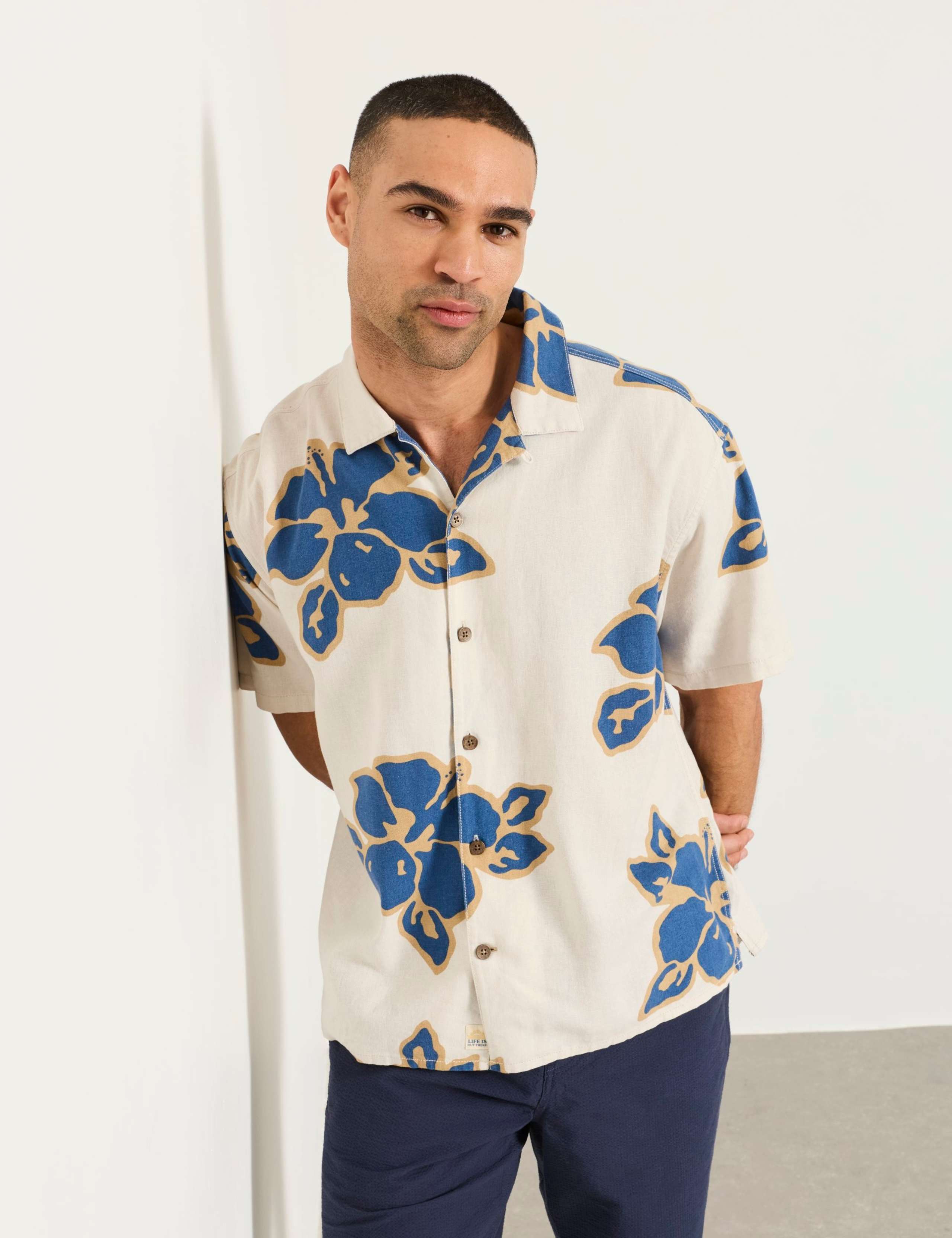 Relaxed Fit Linen Rich Floral Shirt 6 of 6