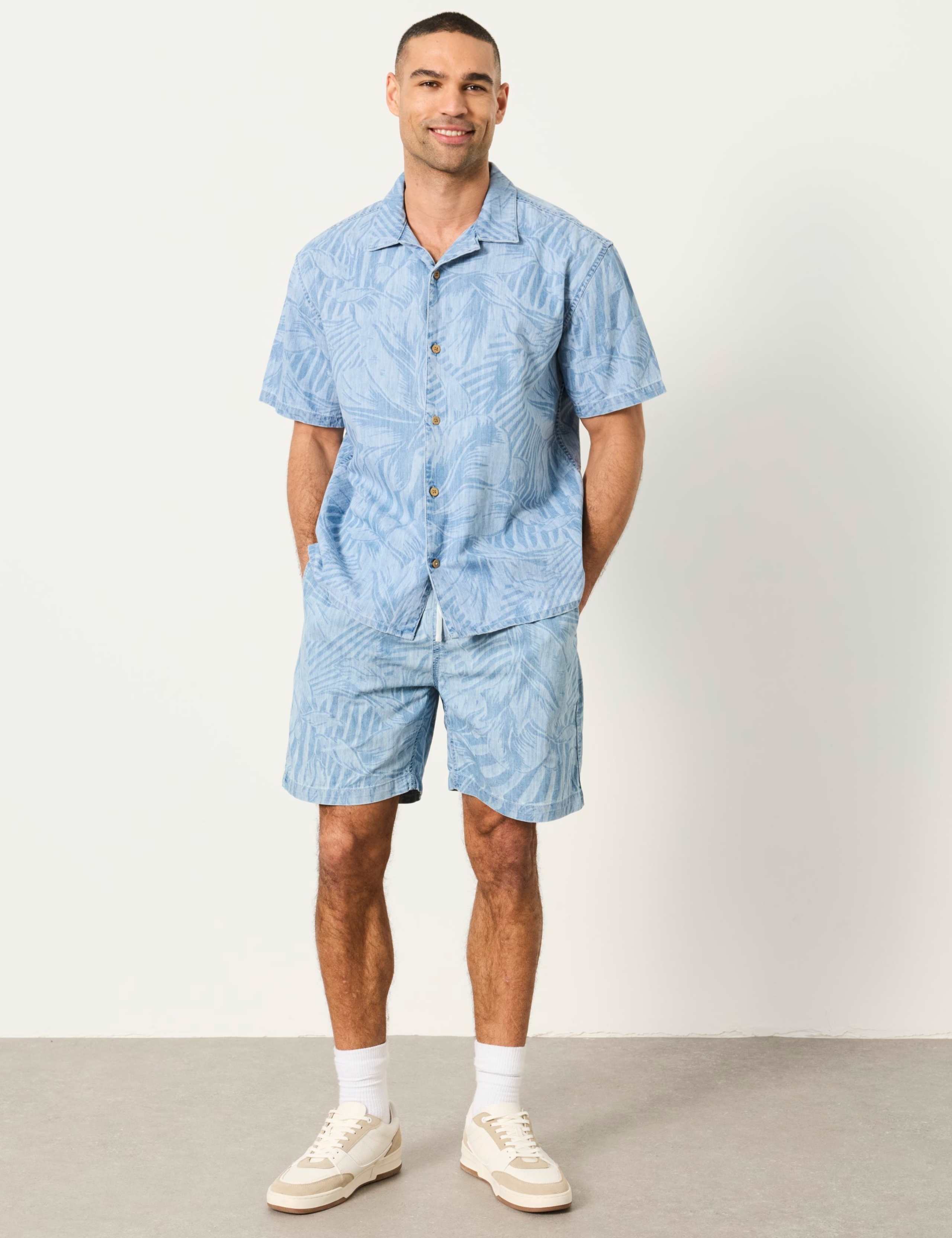 Relaxed Fit Denim Printed Short Sleeve Shirt 4 of 6