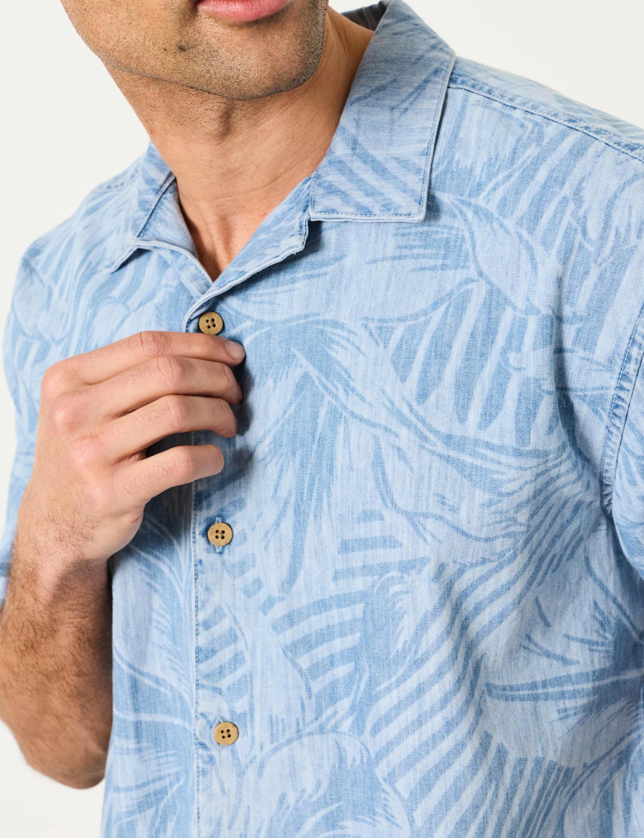 Relaxed Fit Denim Printed Short Sleeve Shirt 5 of 6
