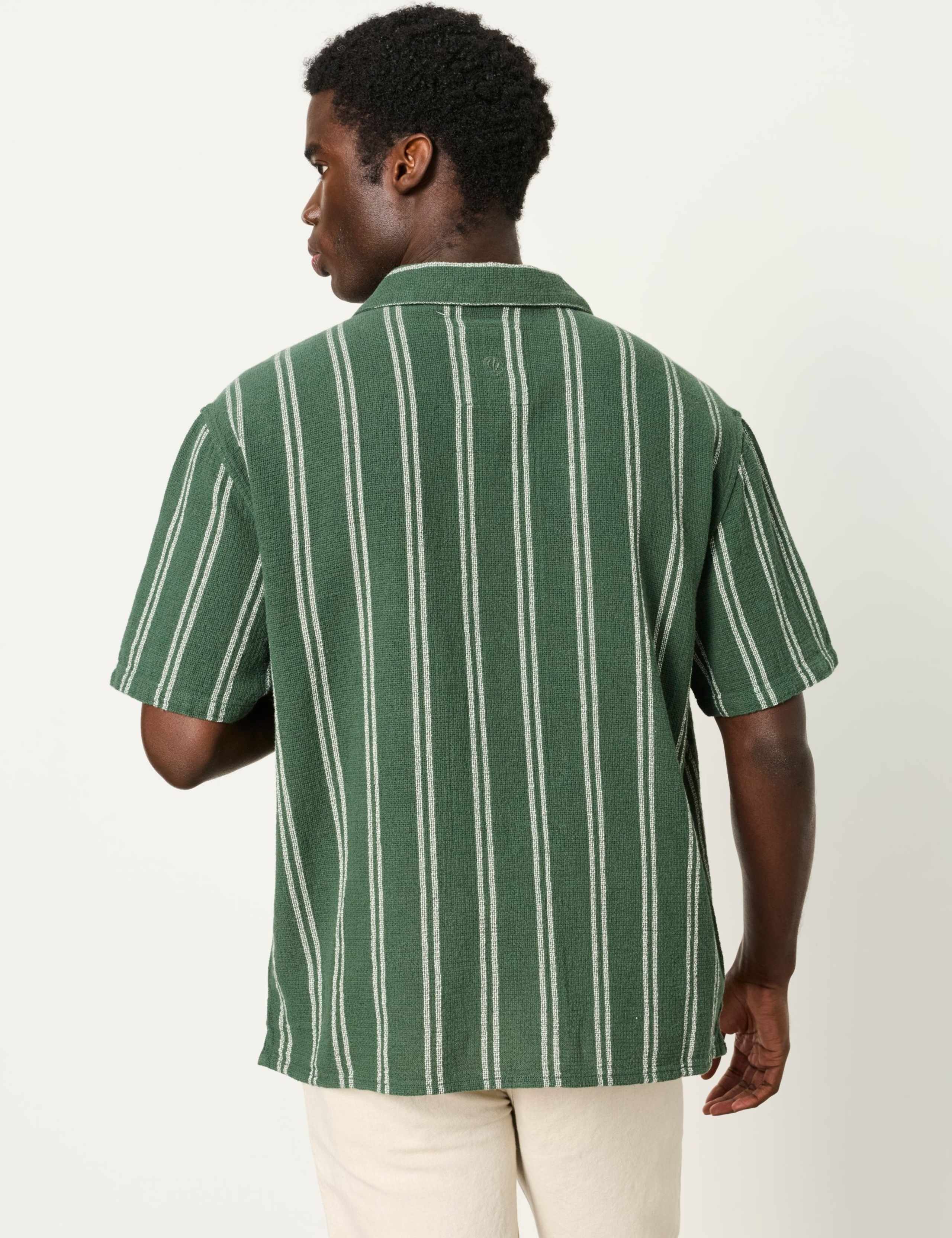 Pure Cotton Embroidered Palm Striped Shirt 3 of 6