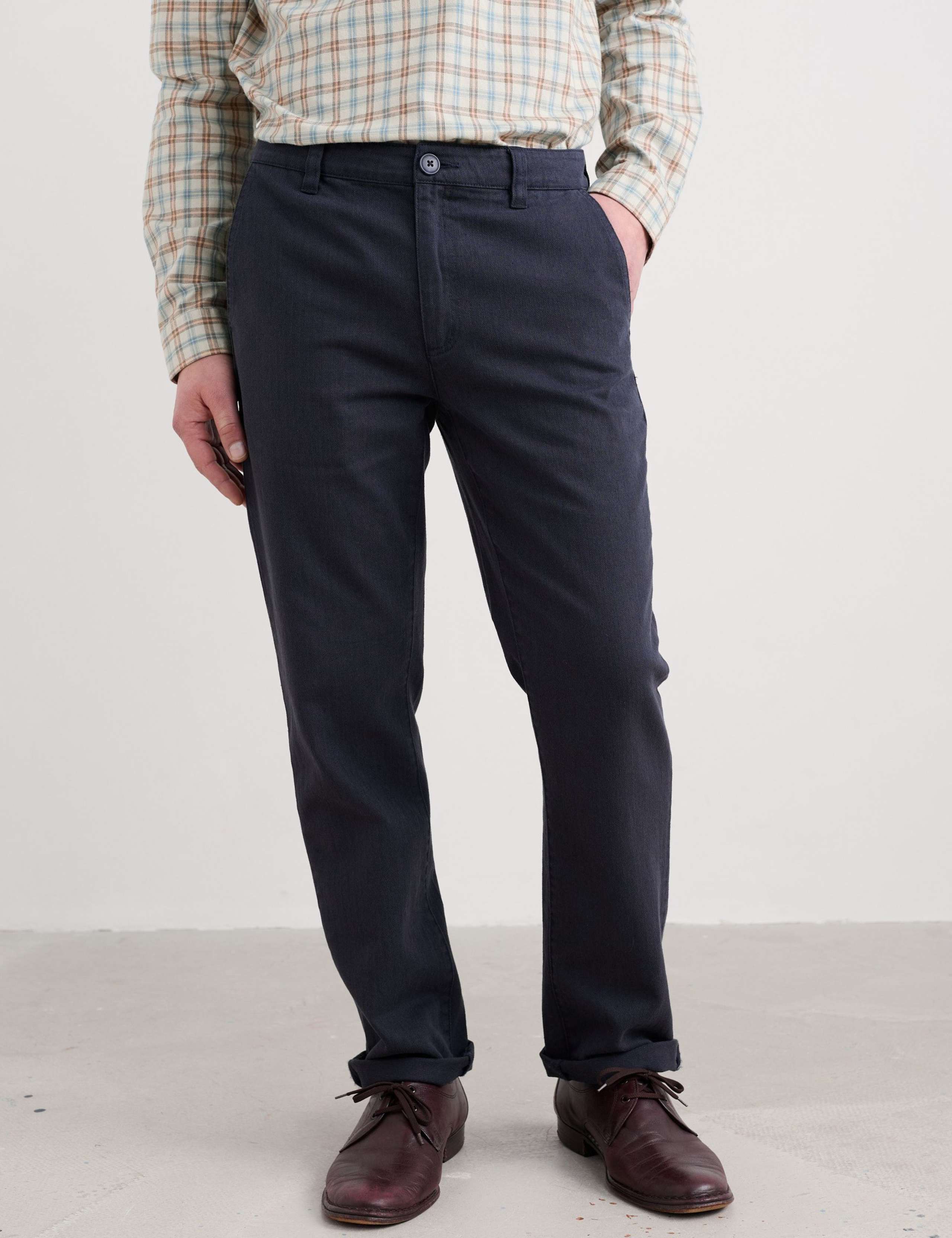 Slim Fit Cotton Linen Blend Trousers 3 of 5