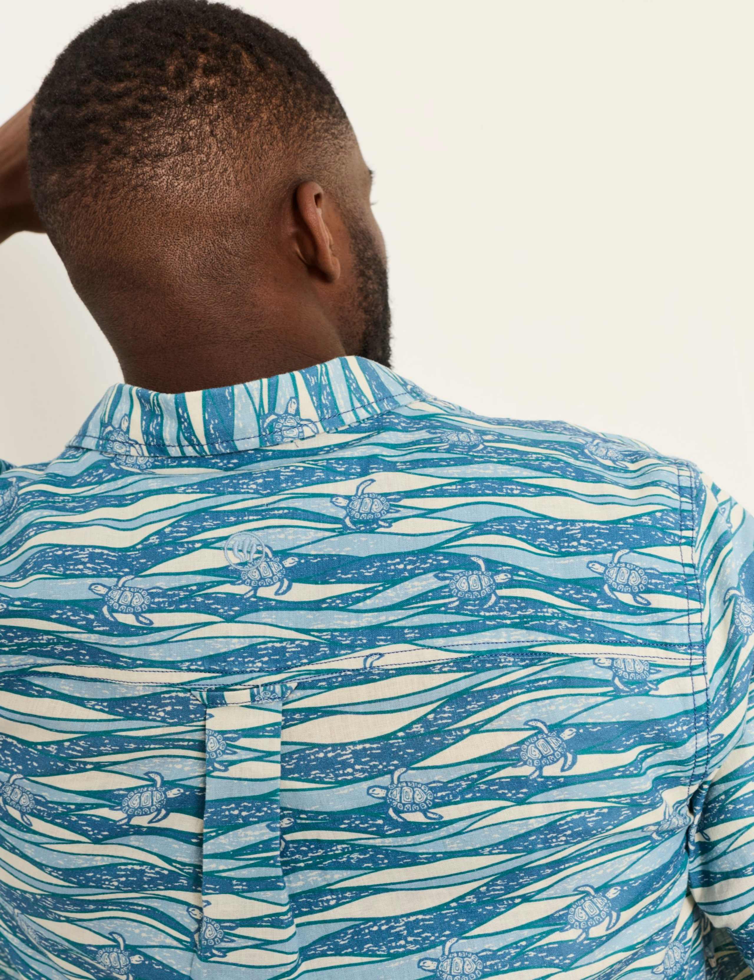 Cotton Linen Blend Turtle Short Sleeve Shirt 6 of 6