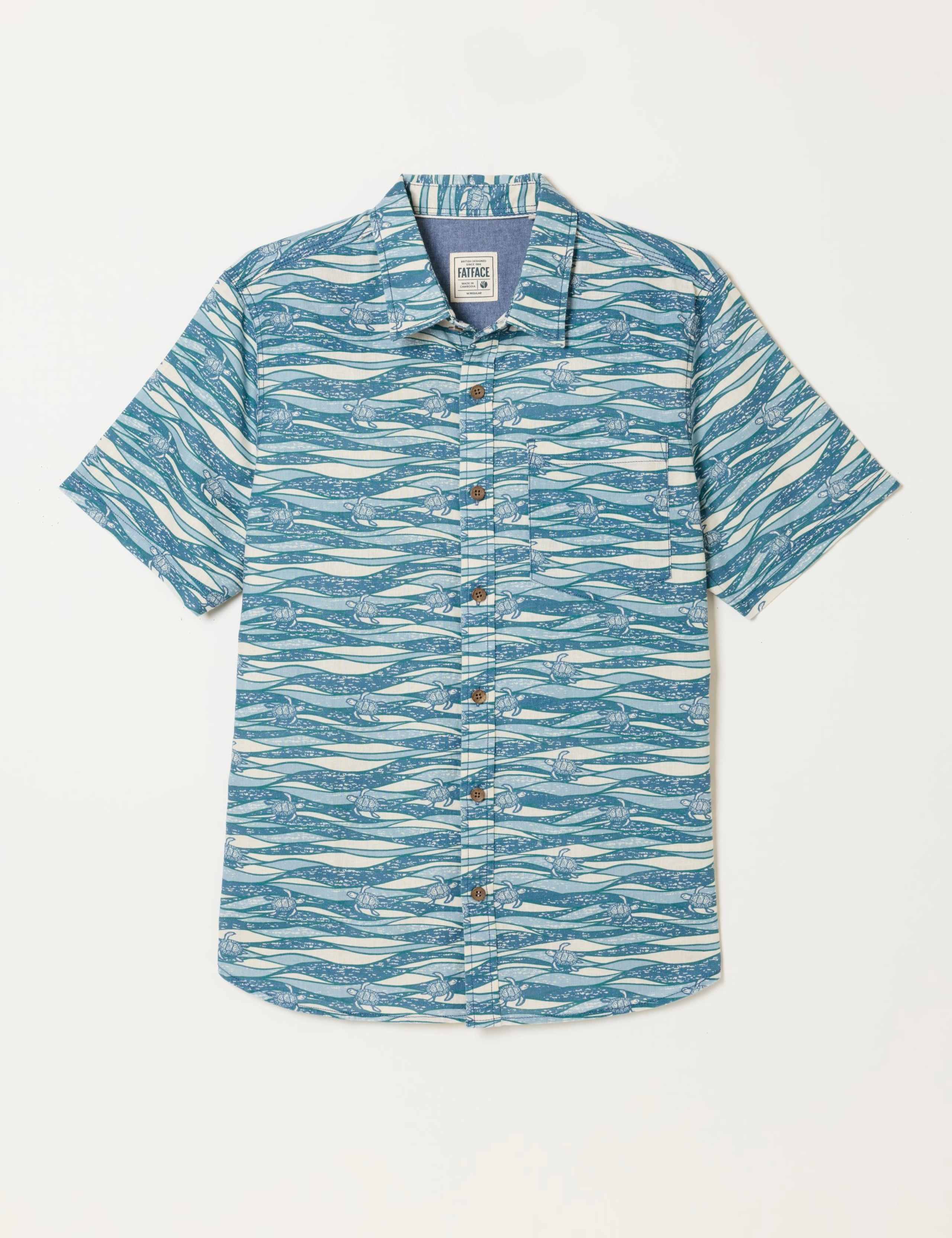 Cotton Linen Blend Turtle Short Sleeve Shirt 2 of 6
