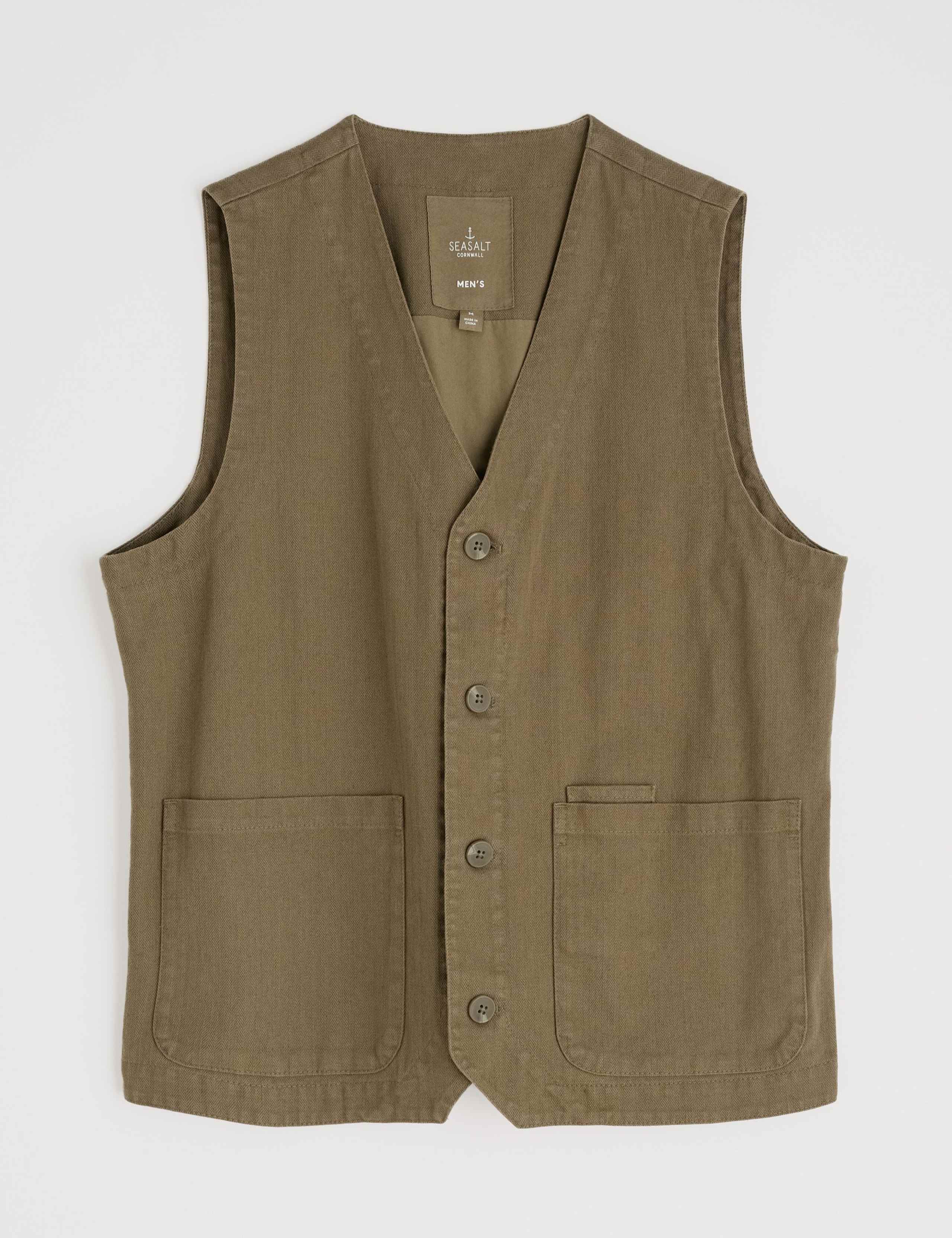 Linen Rich Herringbone Waistcoat 2 of 5