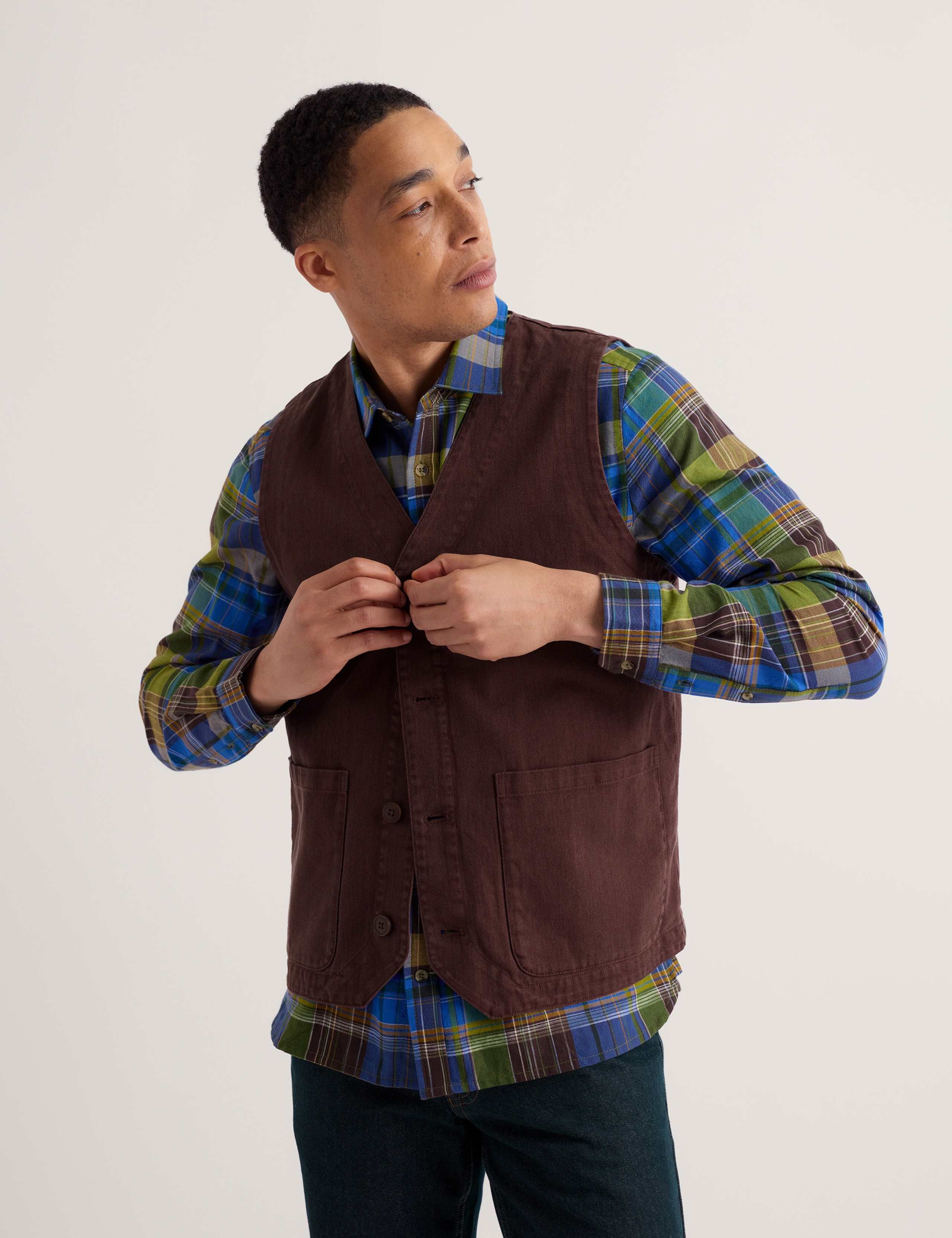 Linen Rich Herringbone Waistcoat 5 of 5