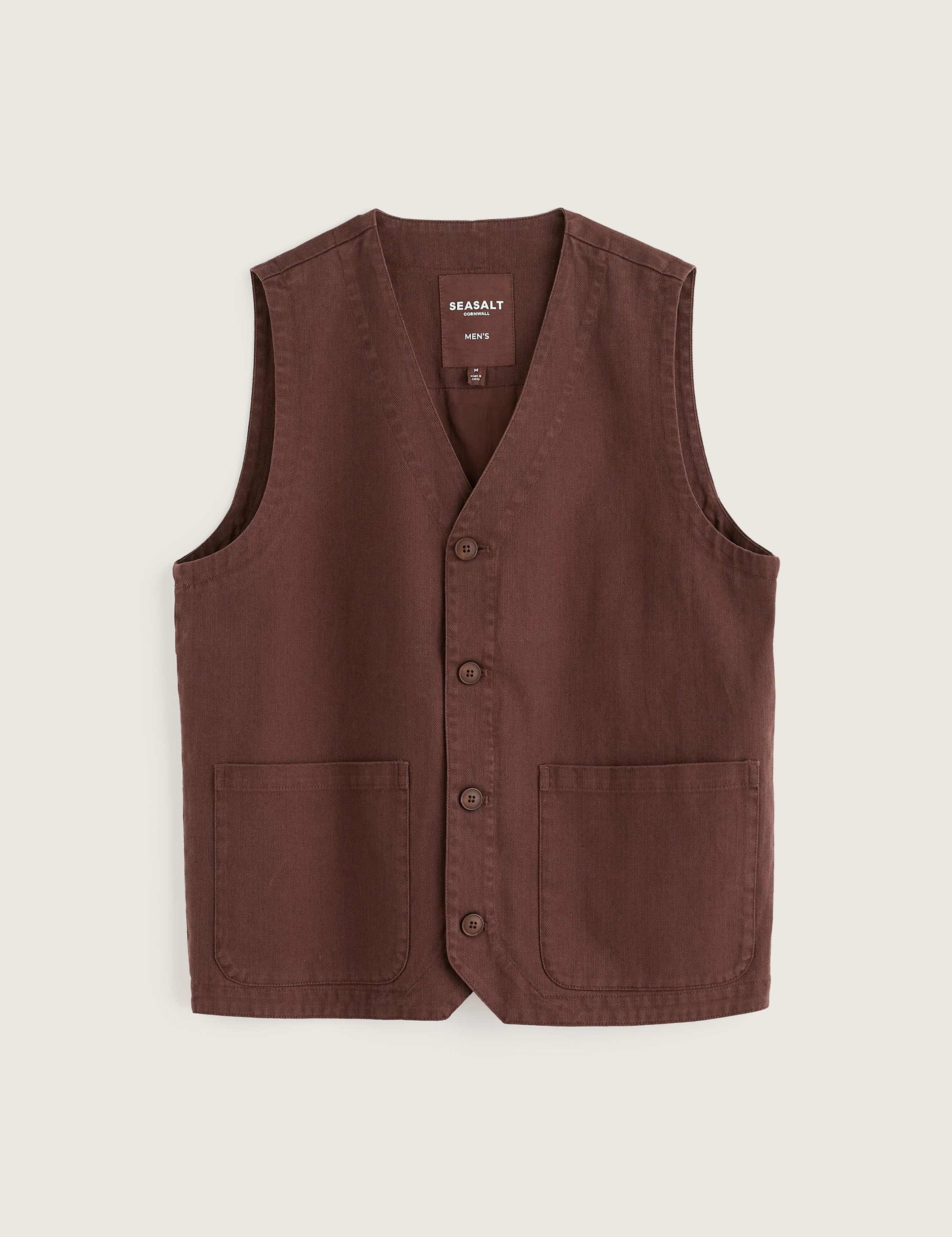 Linen Rich Herringbone Waistcoat 2 of 5