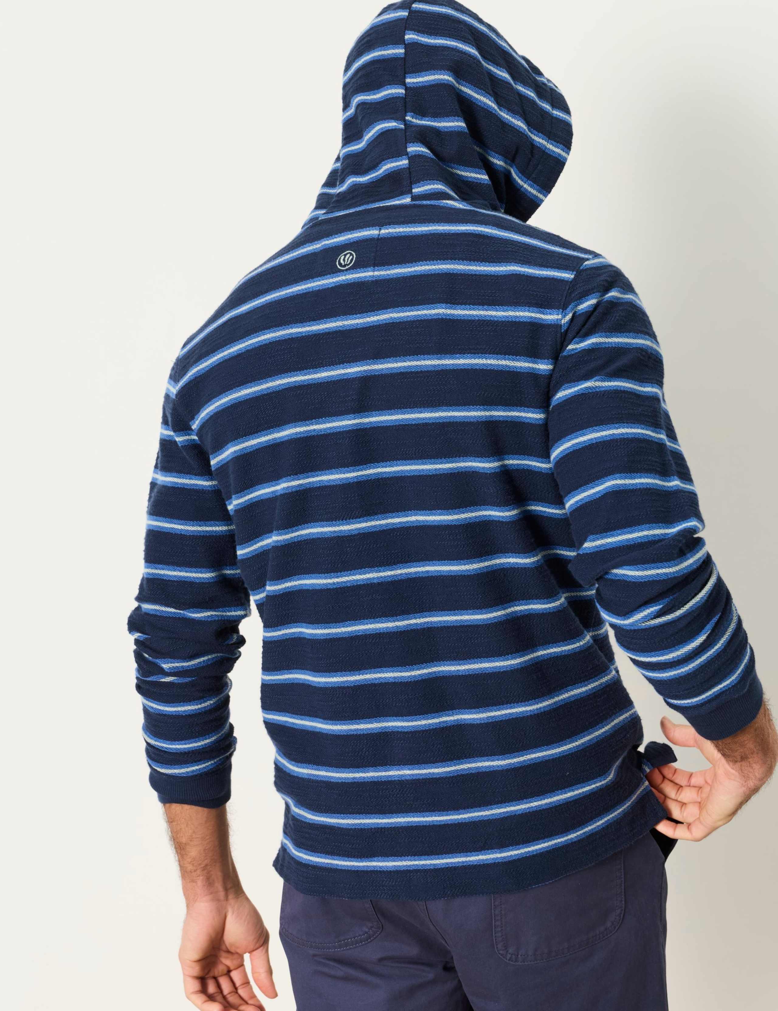 Pure Cotton Textured Stripe Zip Up Hoodie 3 of 6
