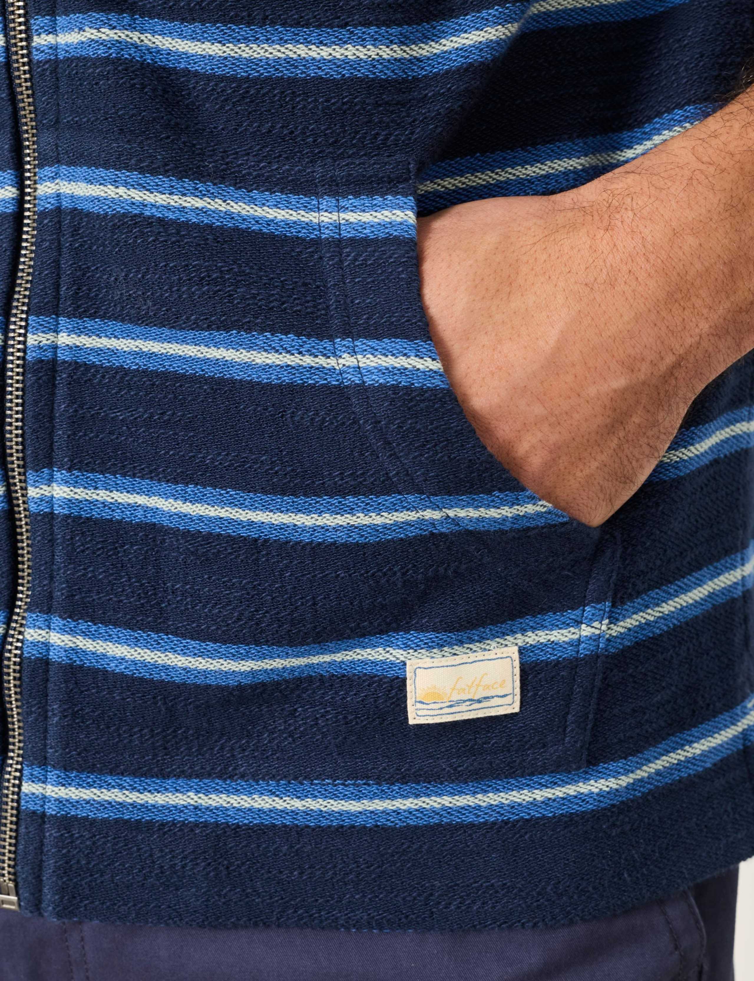 Pure Cotton Textured Stripe Zip Up Hoodie 5 of 6