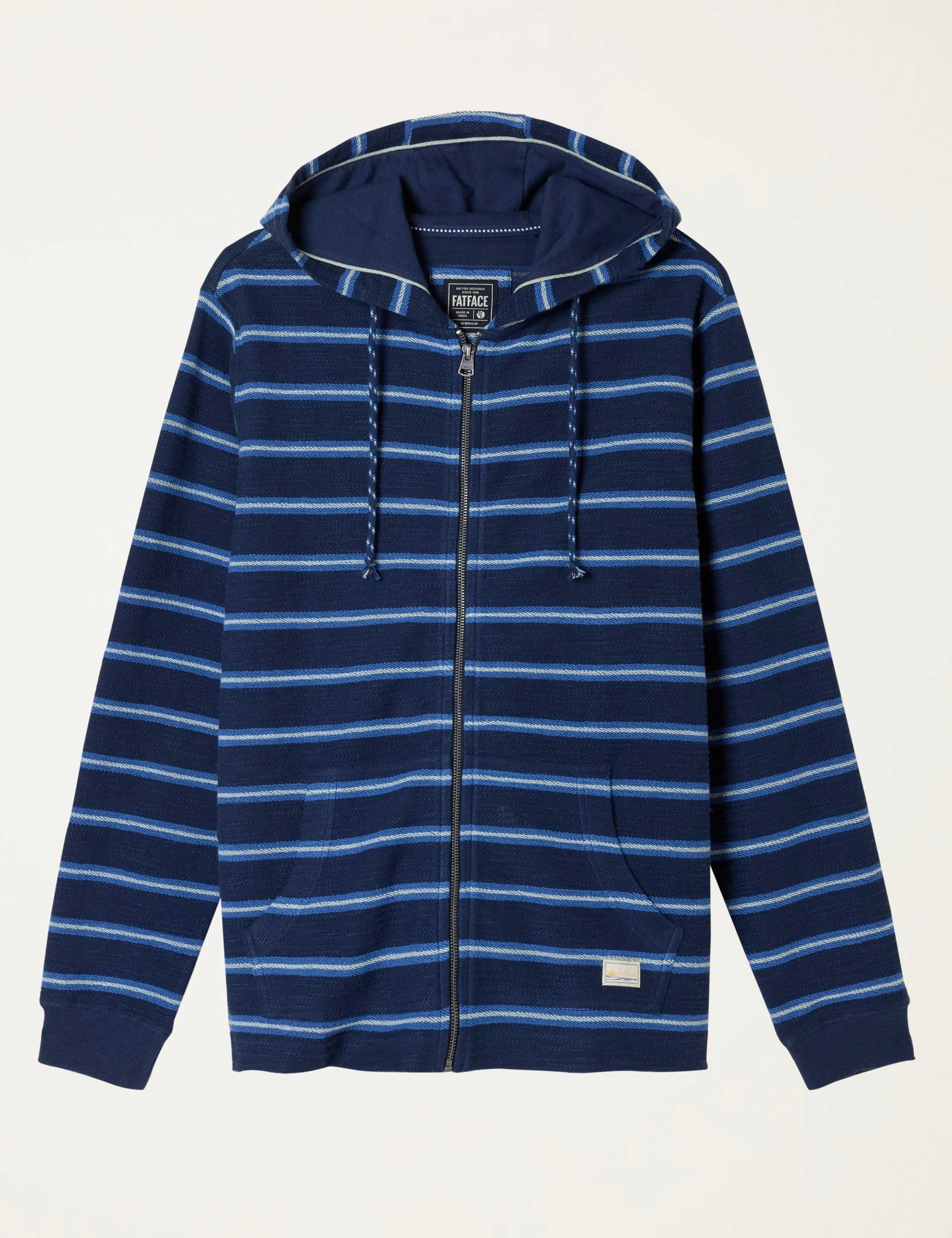 Pure Cotton Textured Stripe Zip Up Hoodie 2 of 6