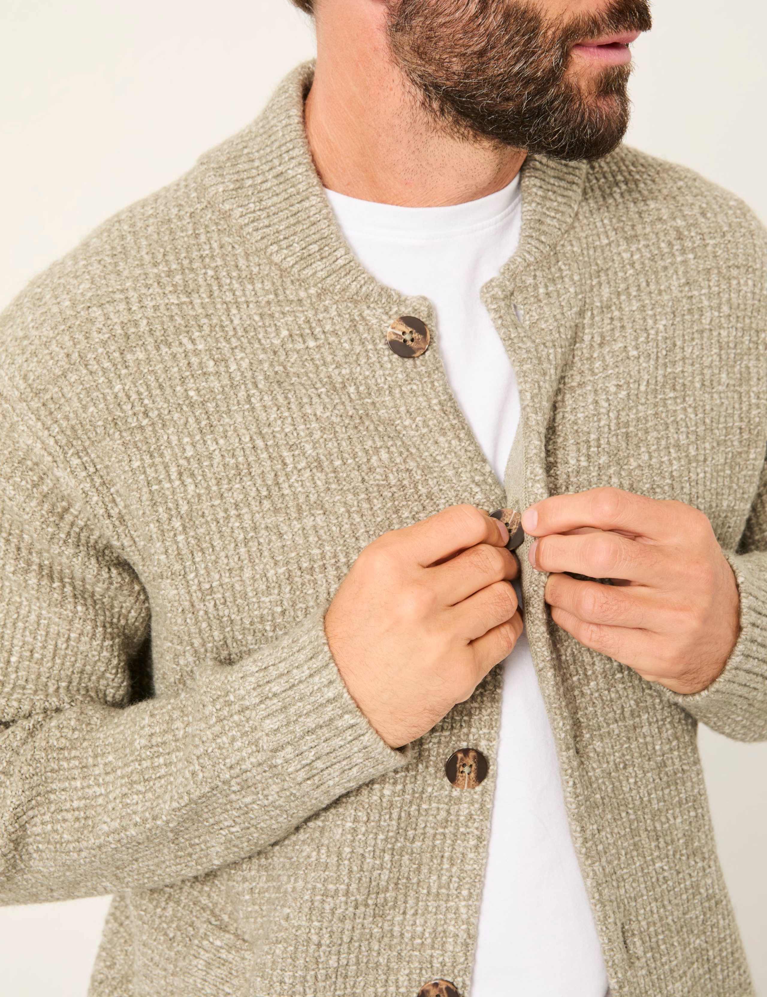 Cotton Blend Textured Knitted Cardigan 3 of 6