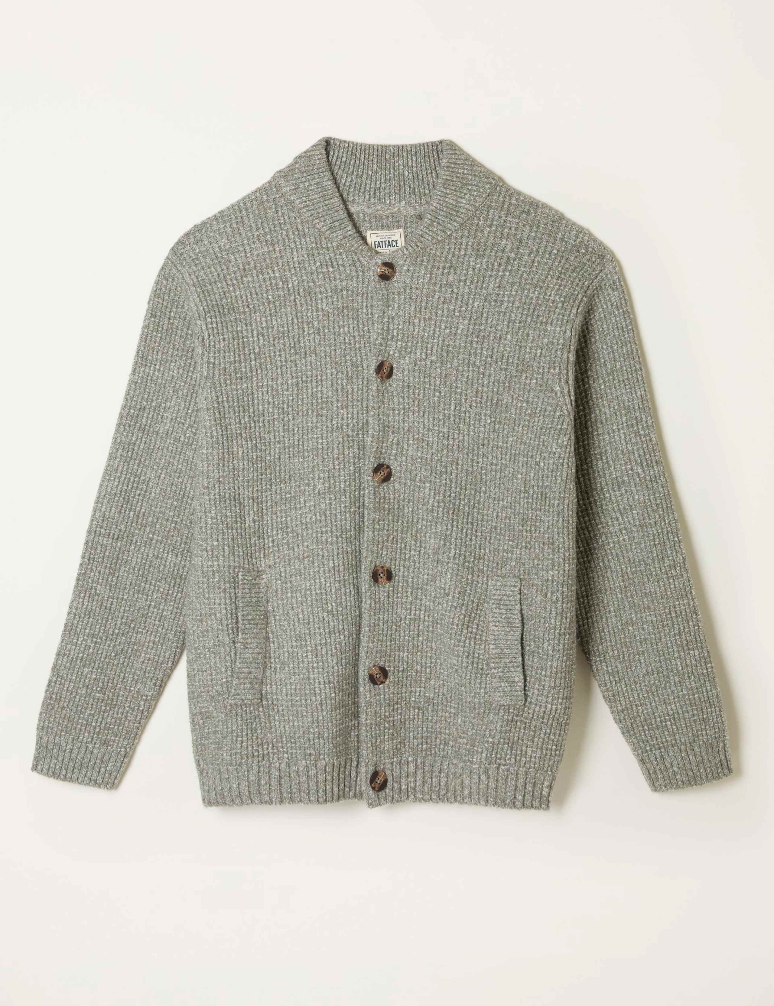 Cotton Blend Textured Knitted Cardigan 2 of 6