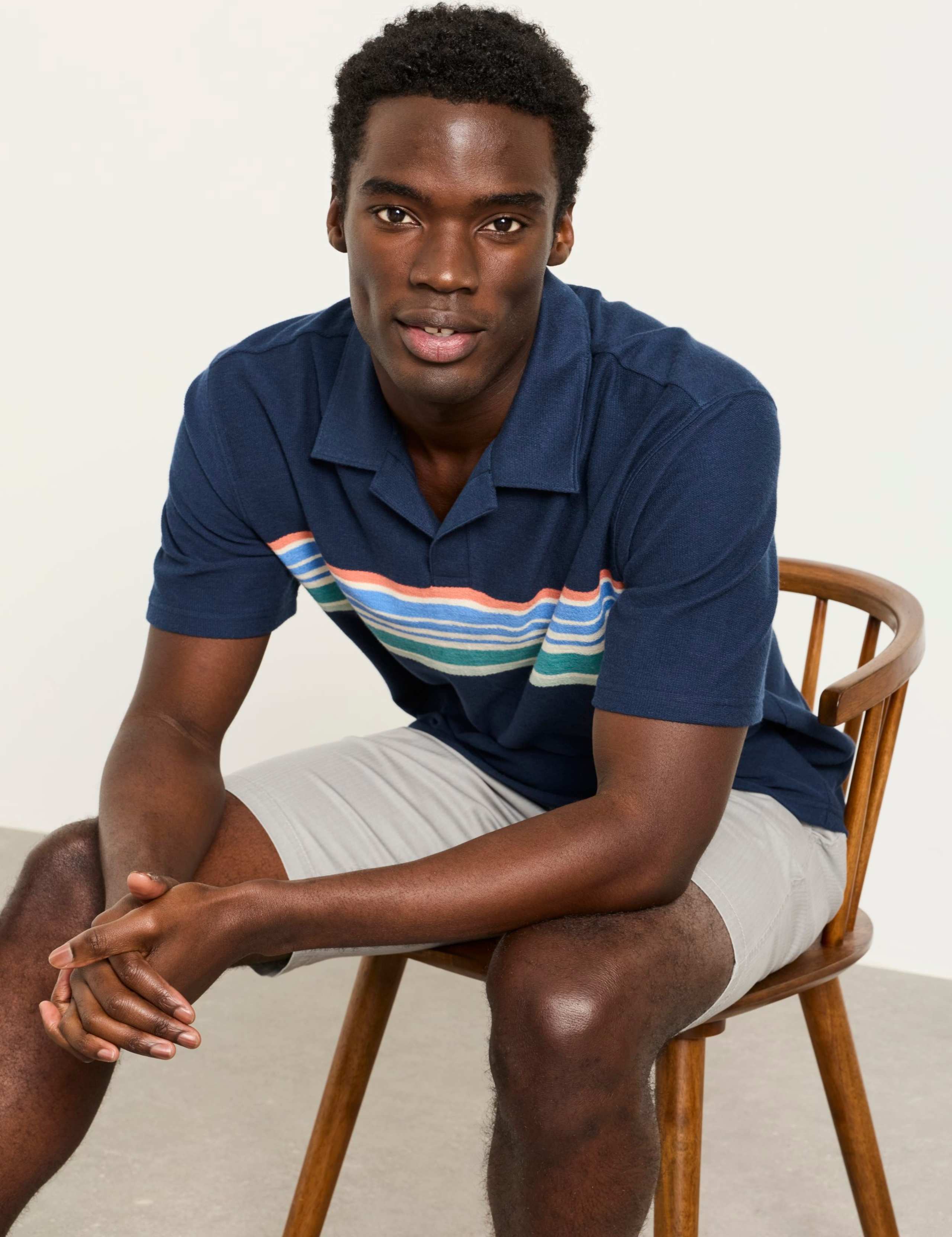 Pure Cotton Striped Polo Shirt 4 of 5