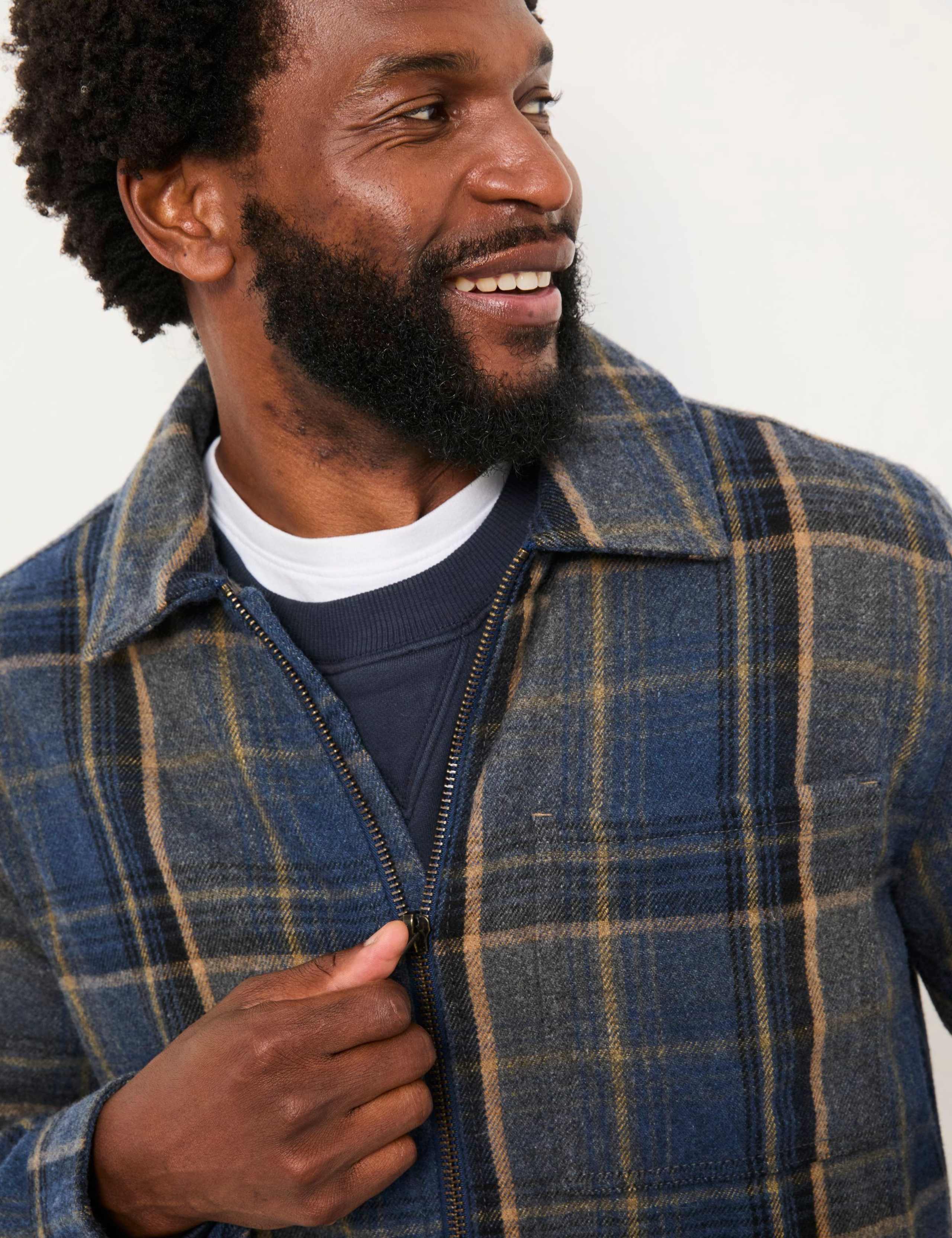 Wool Blend Checked Zip Up Overshirt 5 of 6