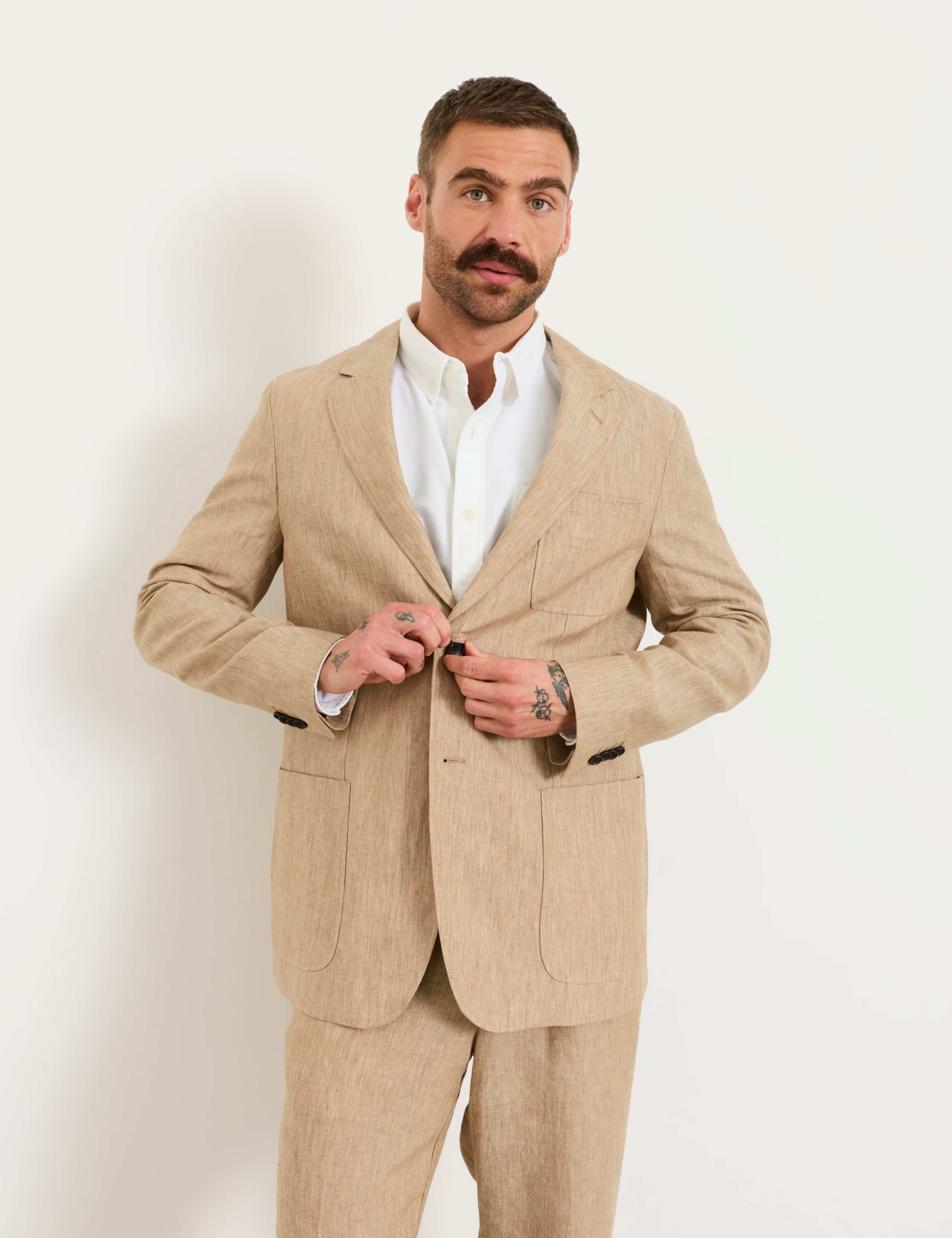 Regular Fit Pure Linen Textured Blazer 1 of 6