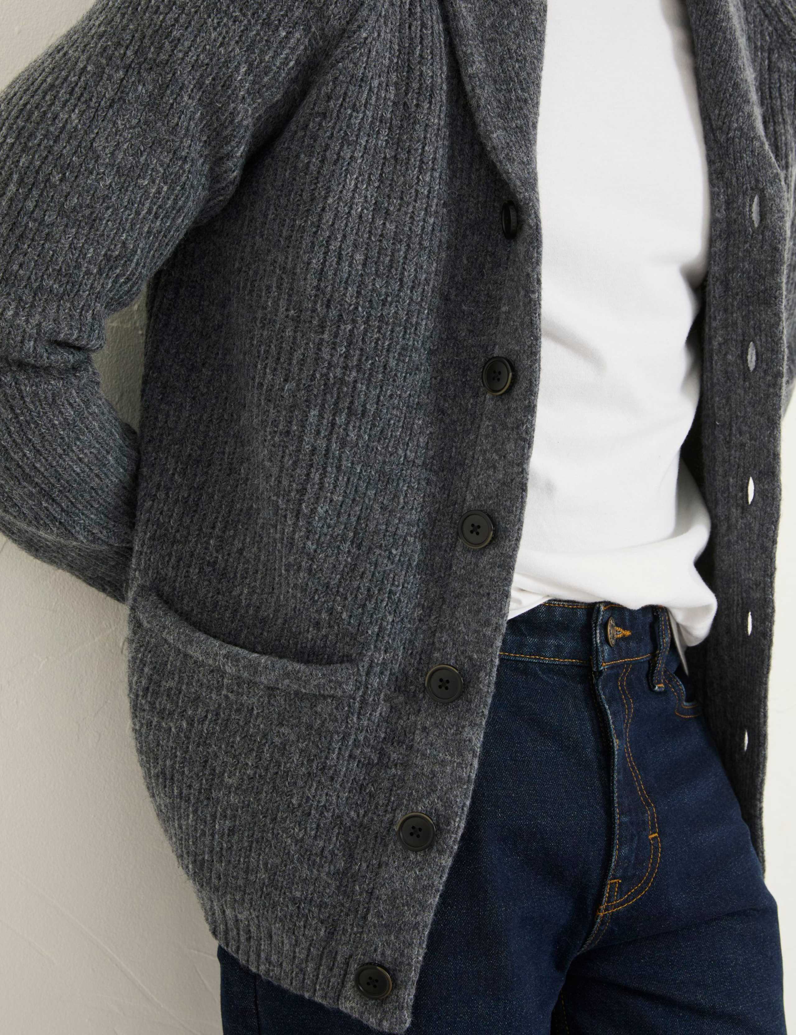 Textured Shawl Neck Cardigan With Wool 4 of 5