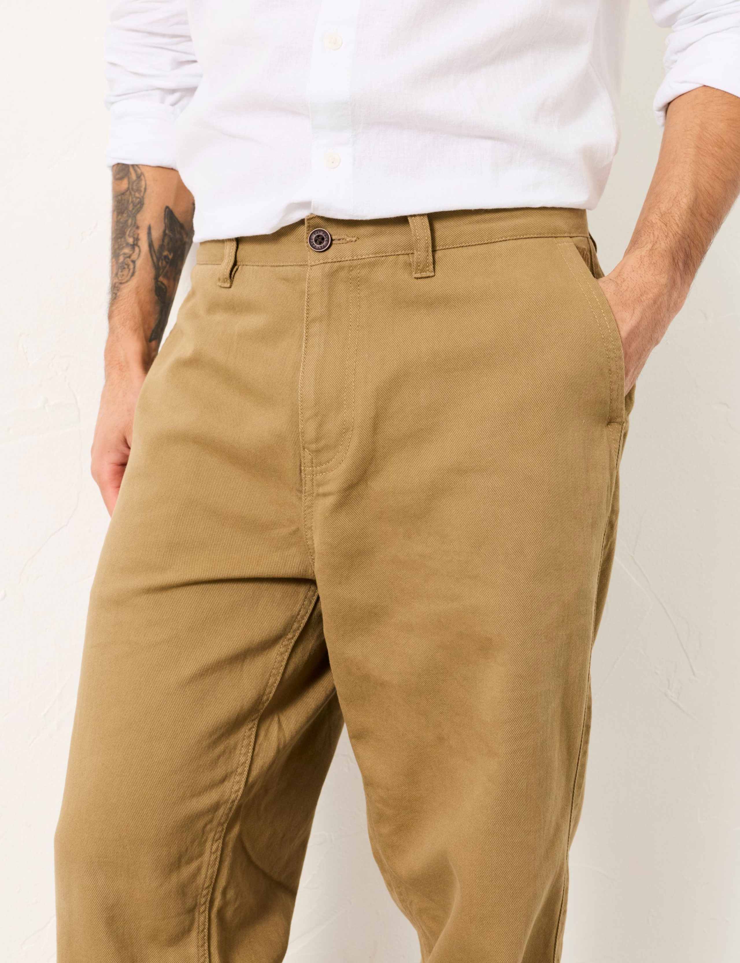 Tapered Fit Pure Cotton Twill Trousers 4 of 5