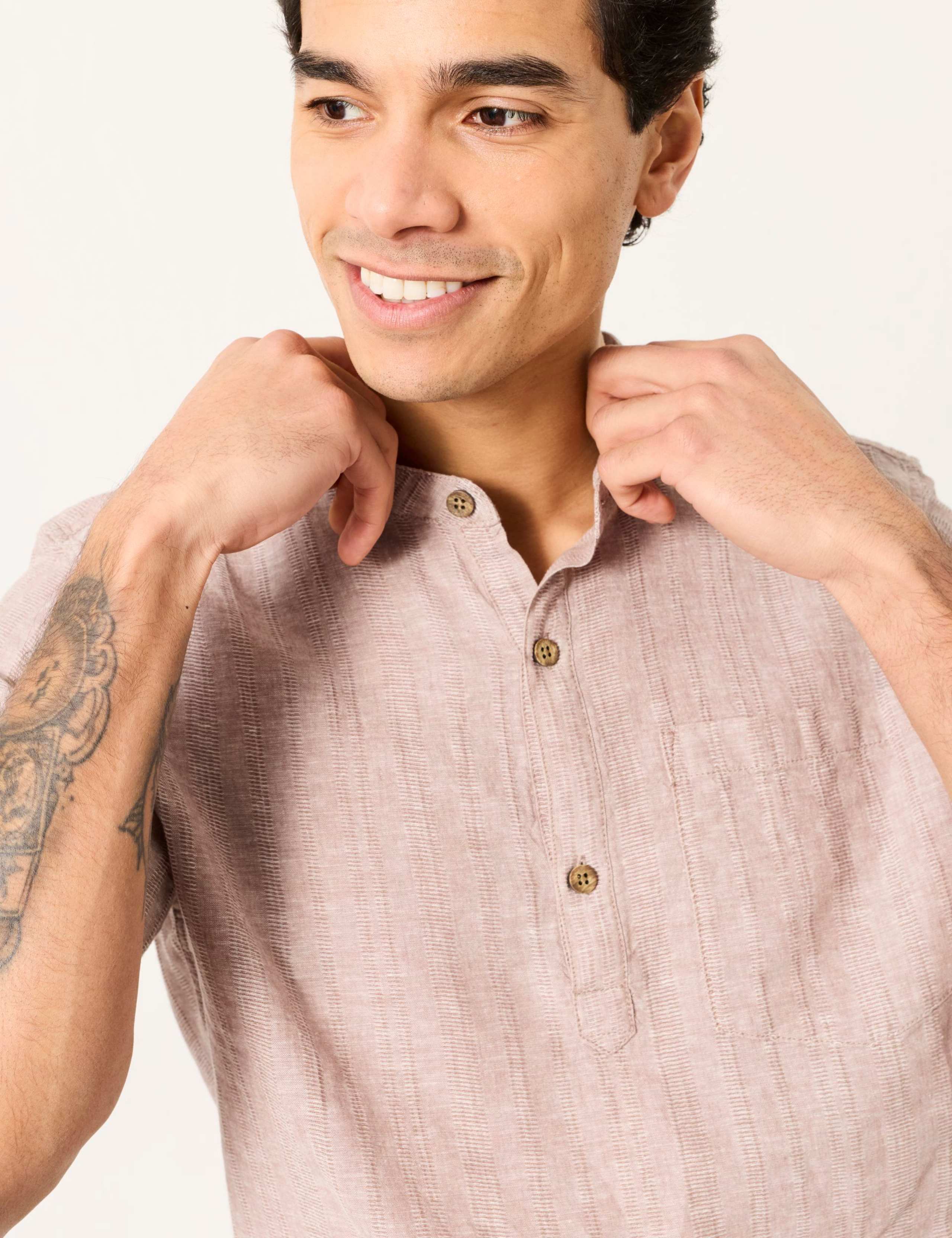 Regular Fit Cotton Linen Blend Striped Shirt 5 of 6