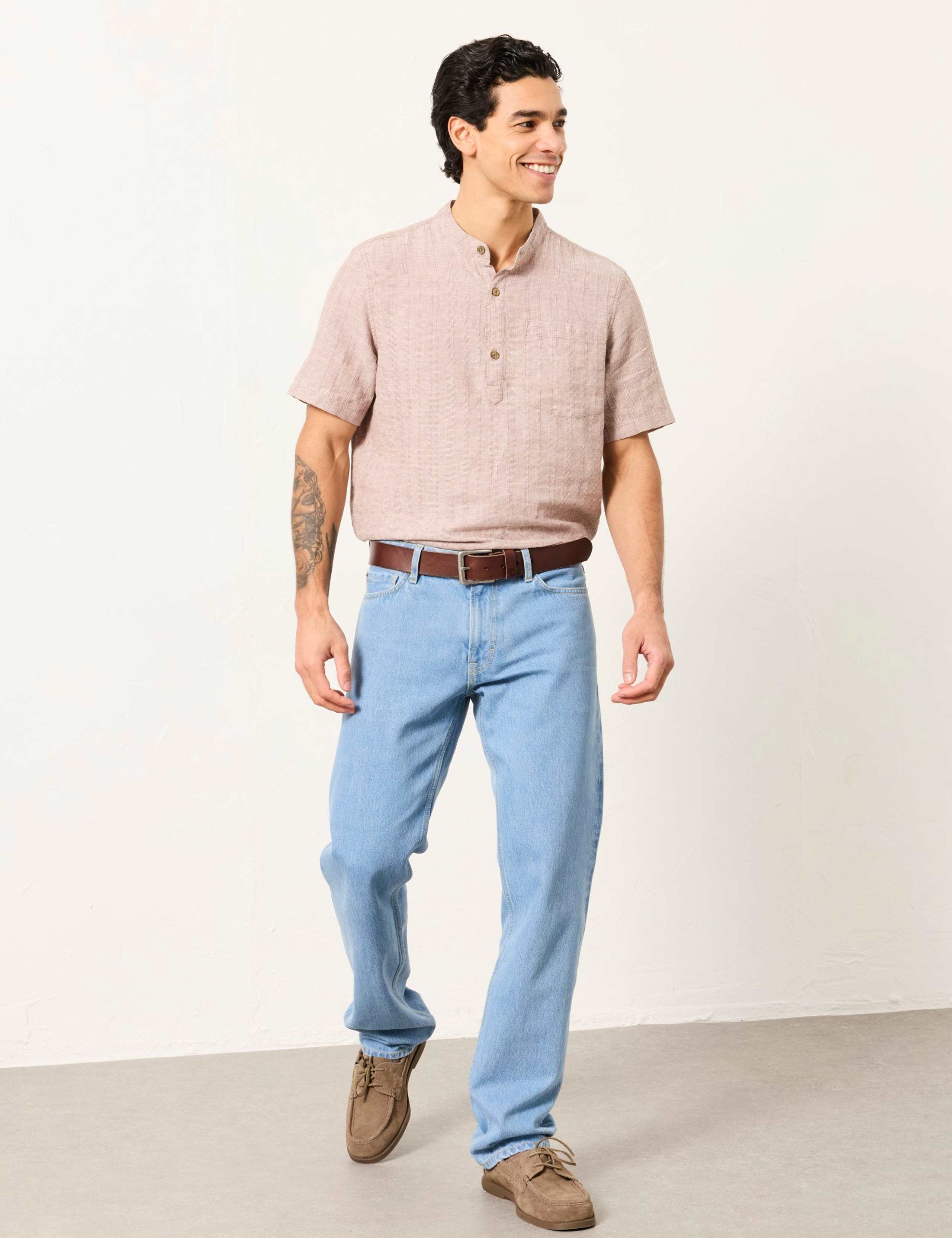 Regular Fit Cotton Linen Blend Striped Shirt 6 of 6