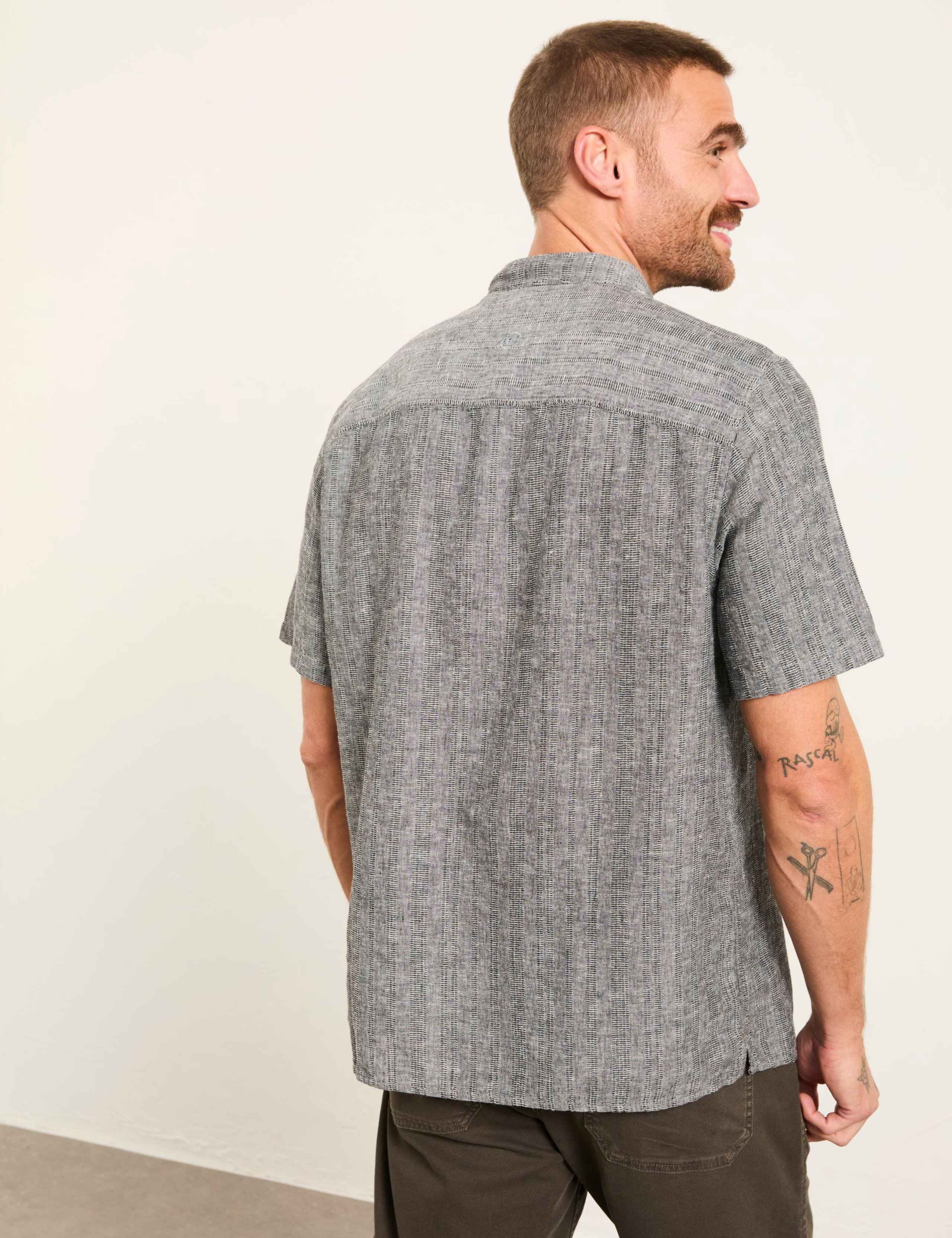 Regular Fit Cotton Linen Blend Striped Shirt 3 of 5