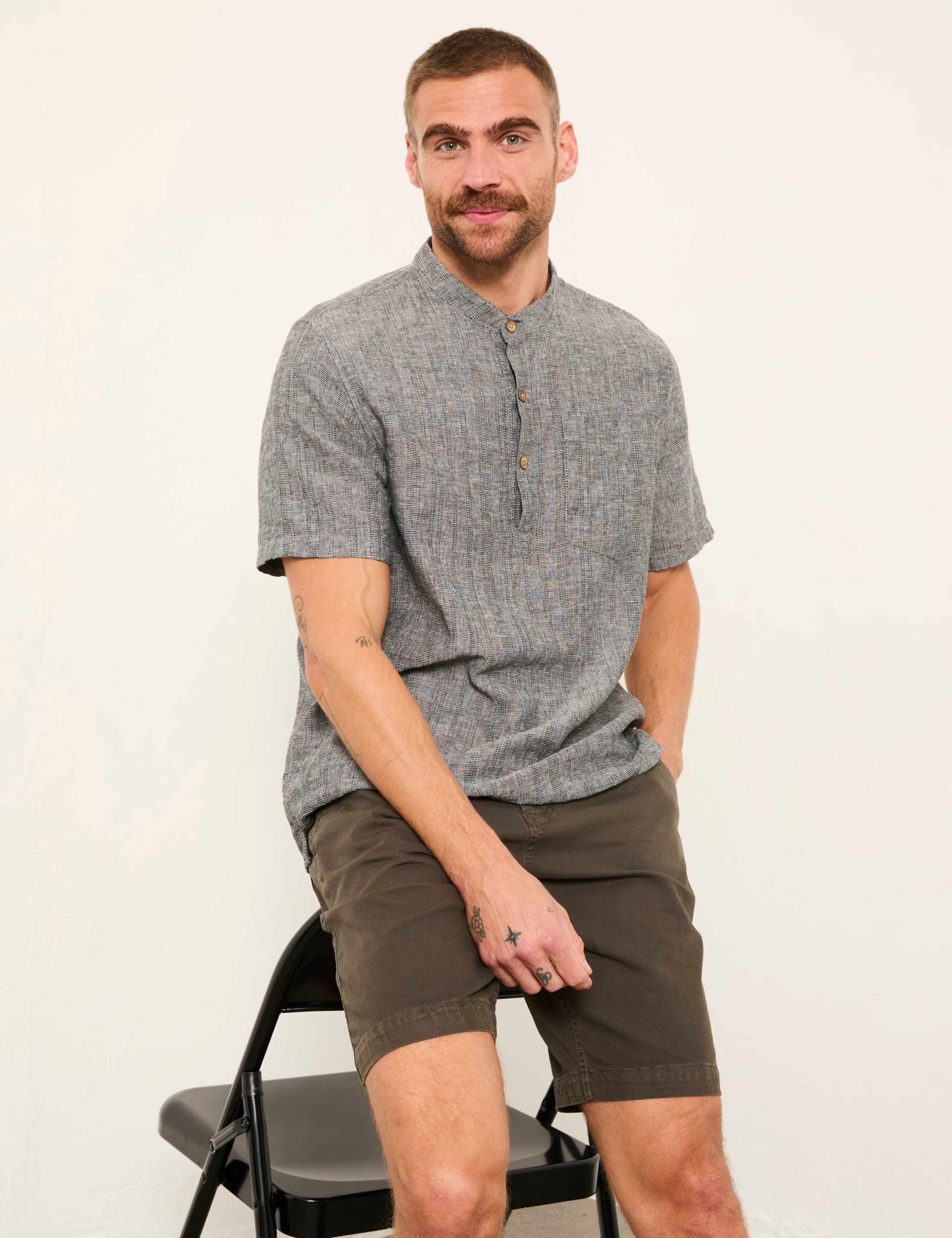 Regular Fit Cotton Linen Blend Striped Shirt 5 of 5