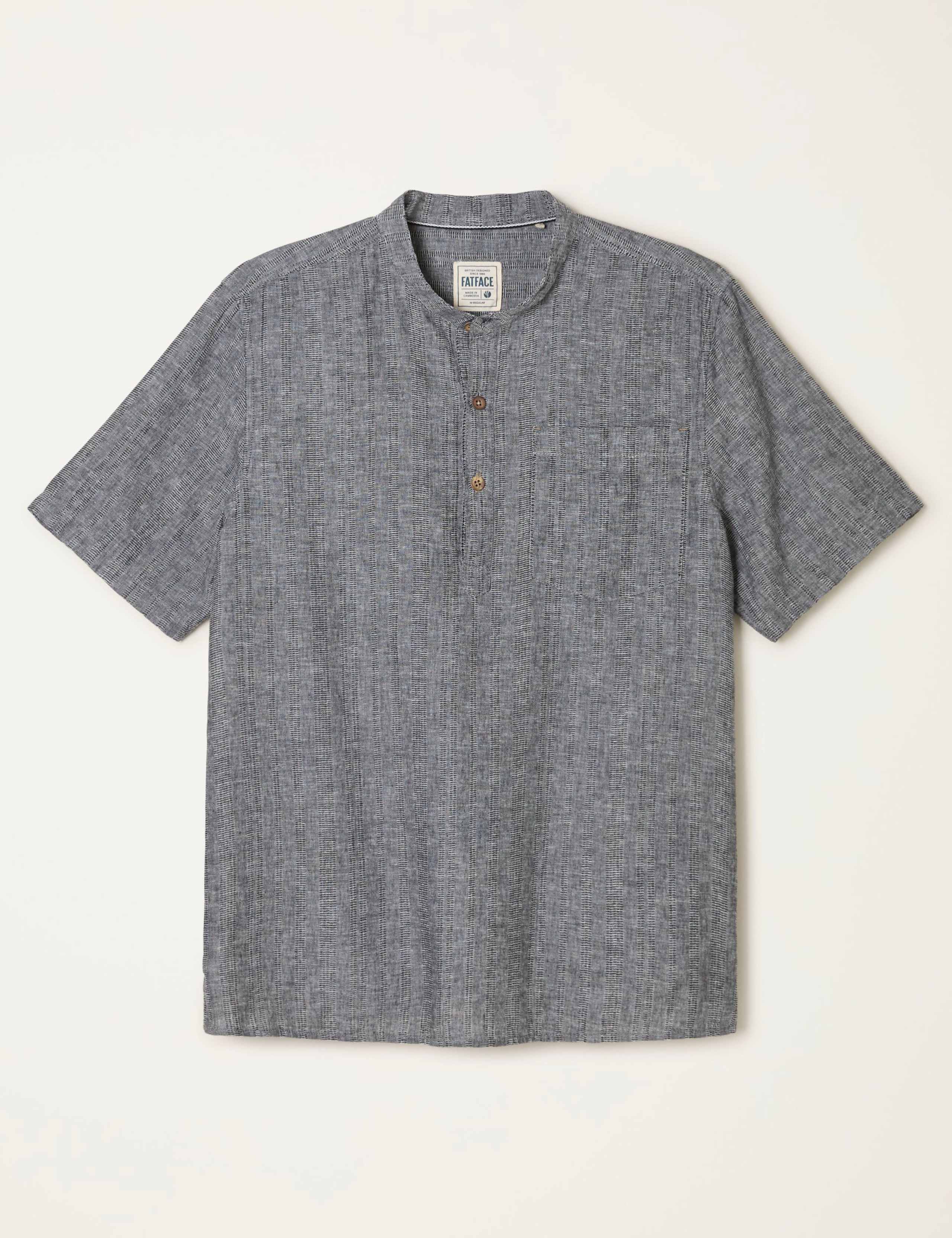 Regular Fit Cotton Linen Blend Striped Shirt 2 of 5