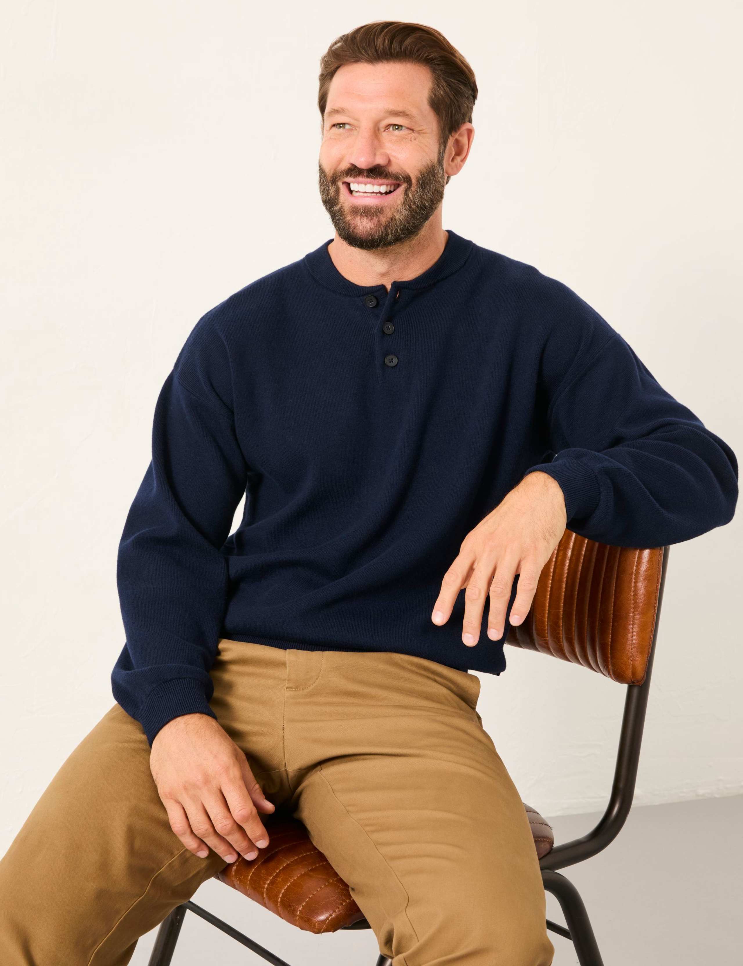 Cotton Rich Crew Neck Henley Top 3 of 5