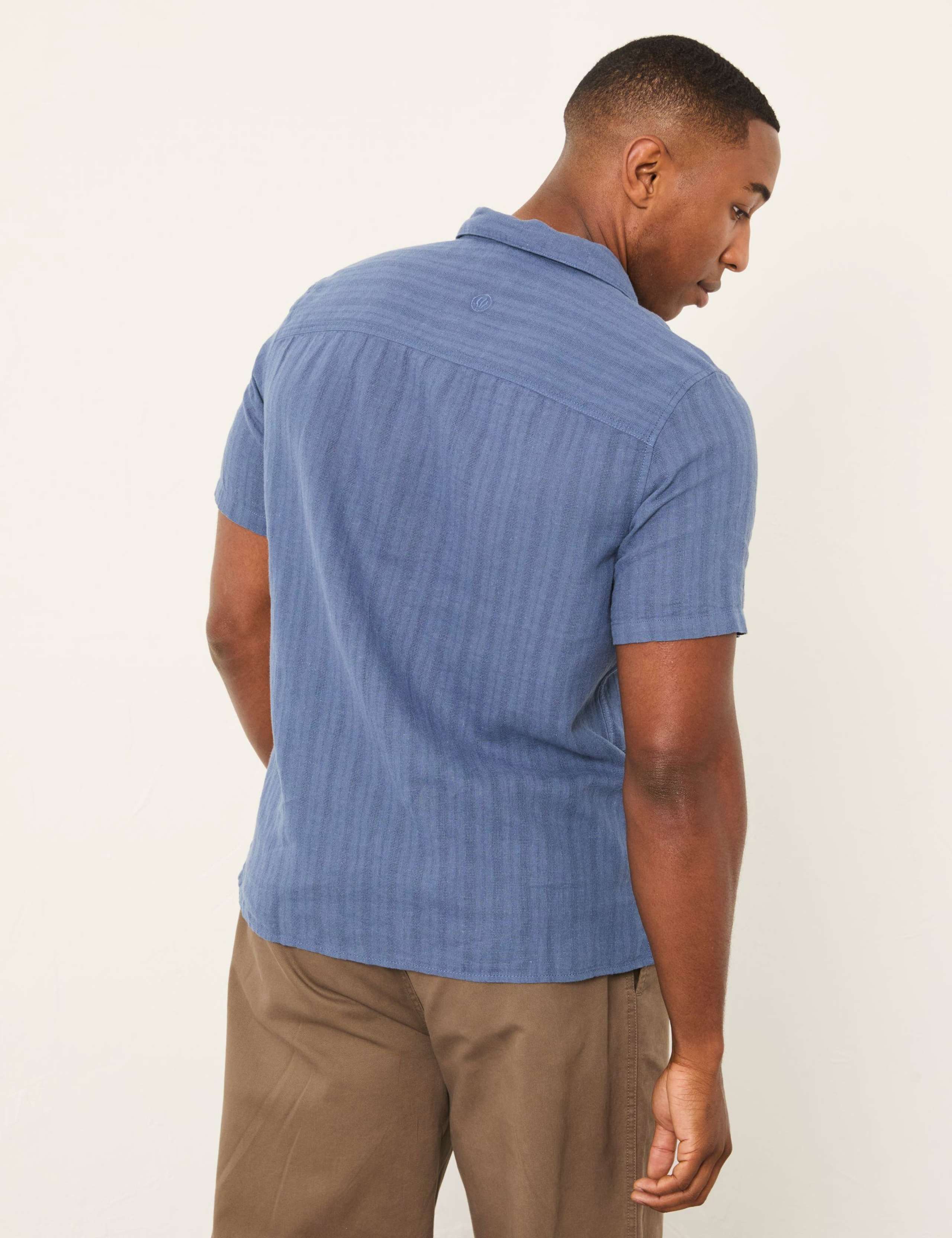 Linen Blend Striped Short Sleeve Shirt 3 of 6