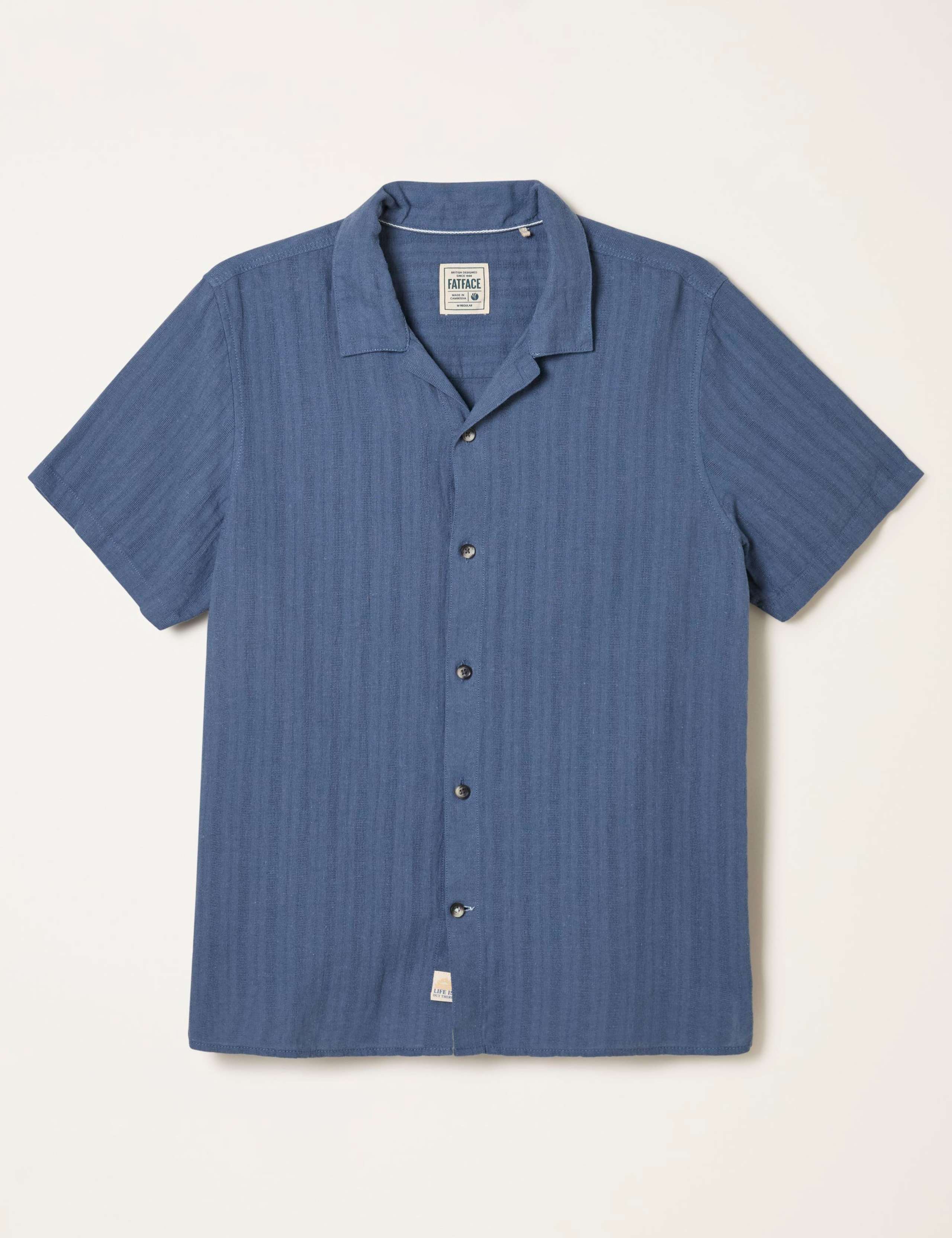 Linen Blend Striped Short Sleeve Shirt 2 of 6