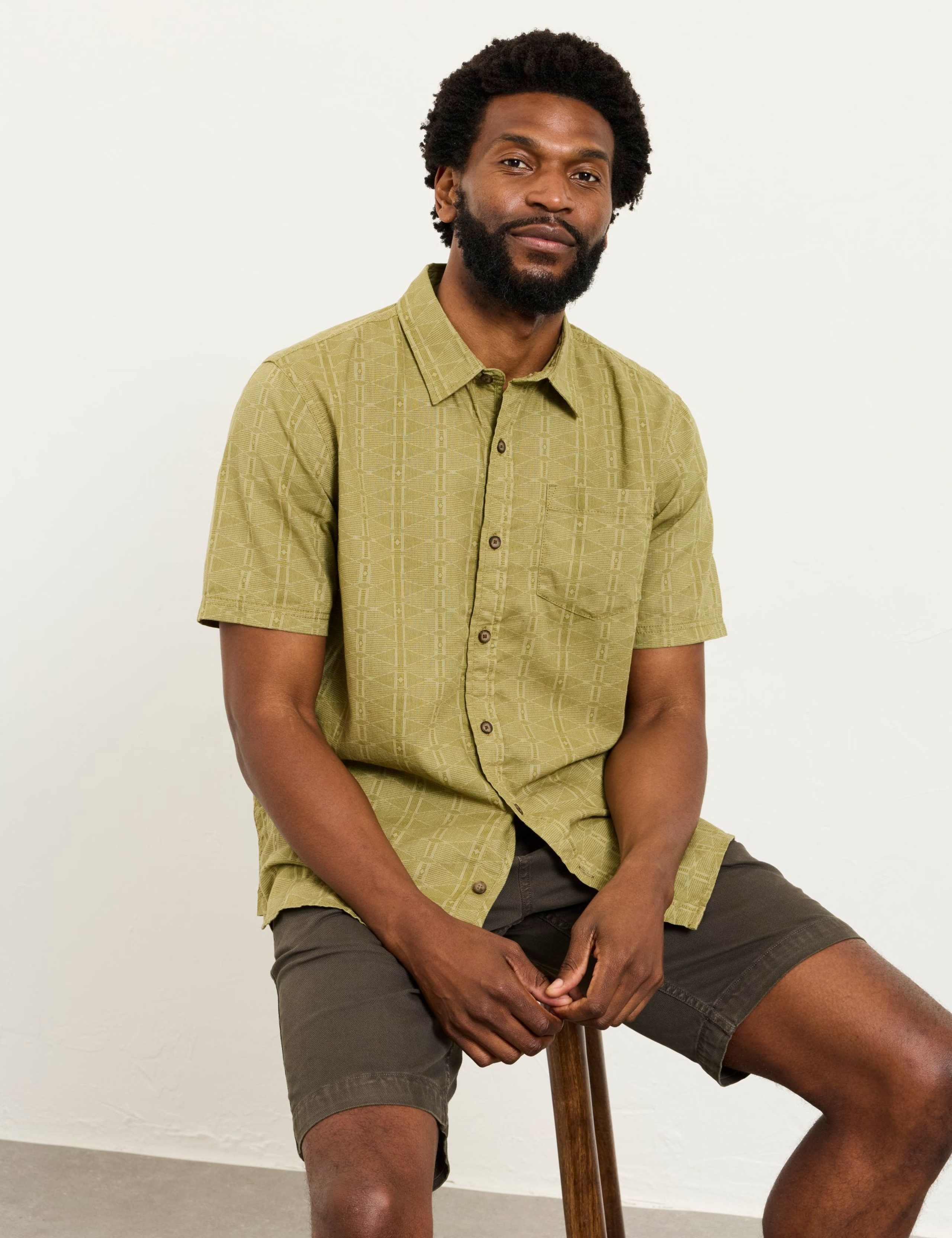 Regular Fit Linen Blend Short Sleeve Shirt 4 of 5
