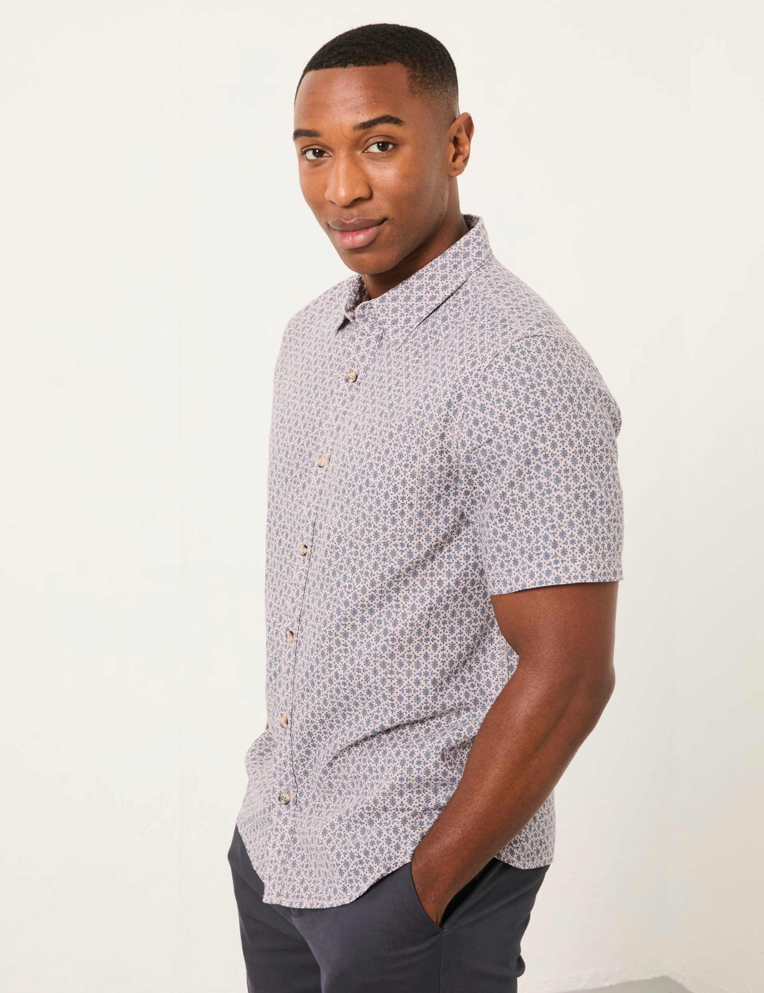 Regular Fit Cotton Linen Blend Printed Shirt 5 of 6