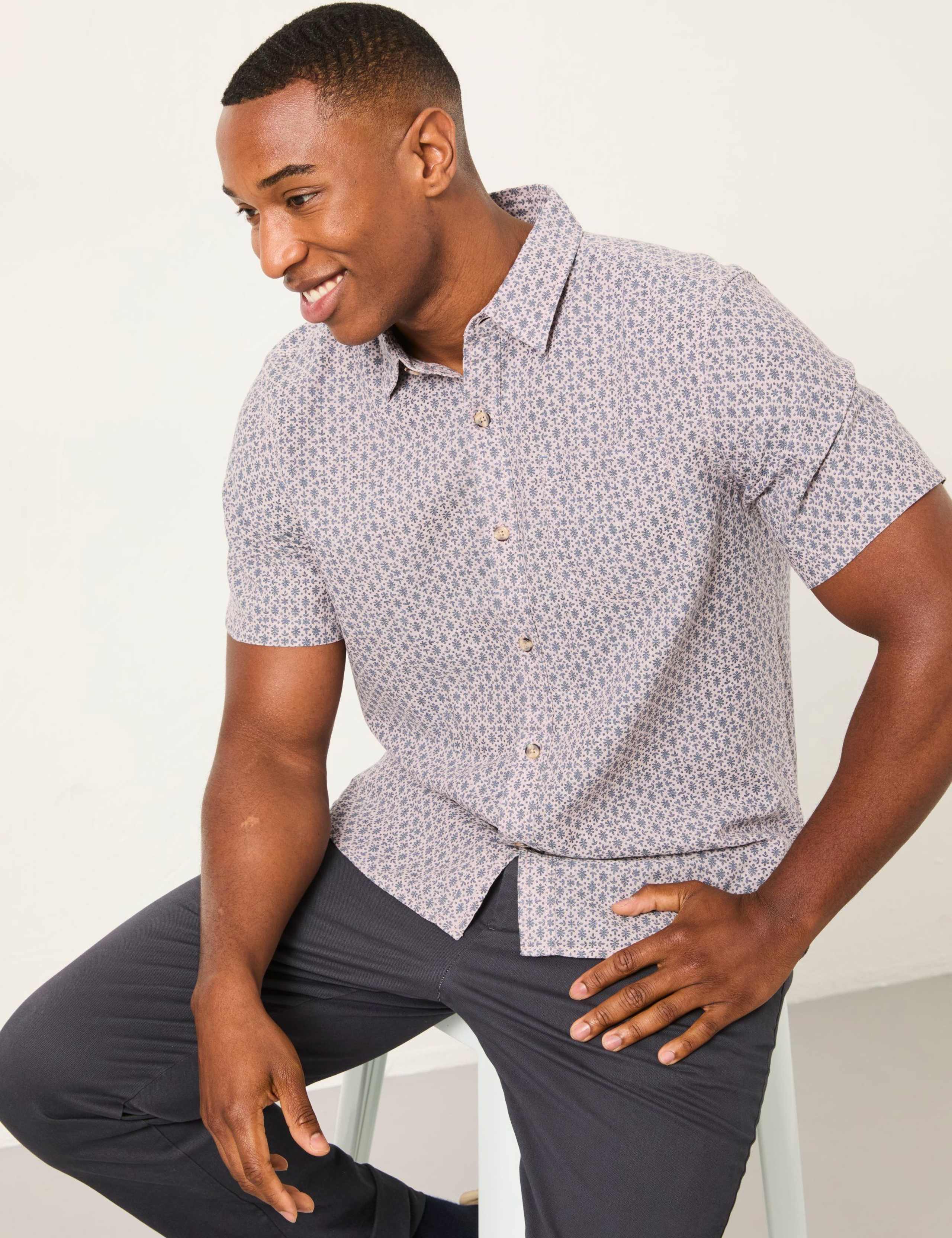 Regular Fit Cotton Linen Blend Printed Shirt 6 of 6