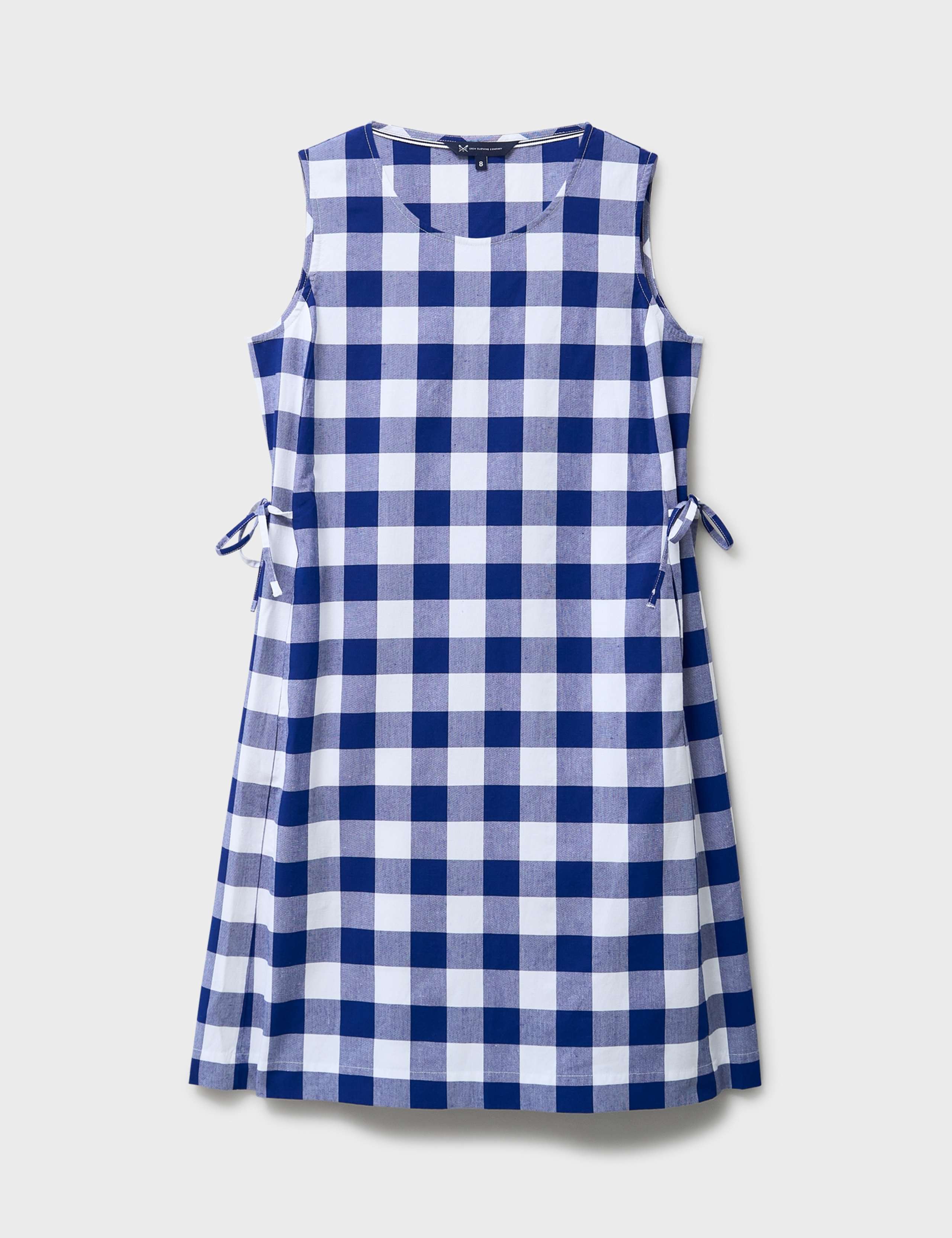 Gingham Mini Shift Dress with Linen 2 of 6