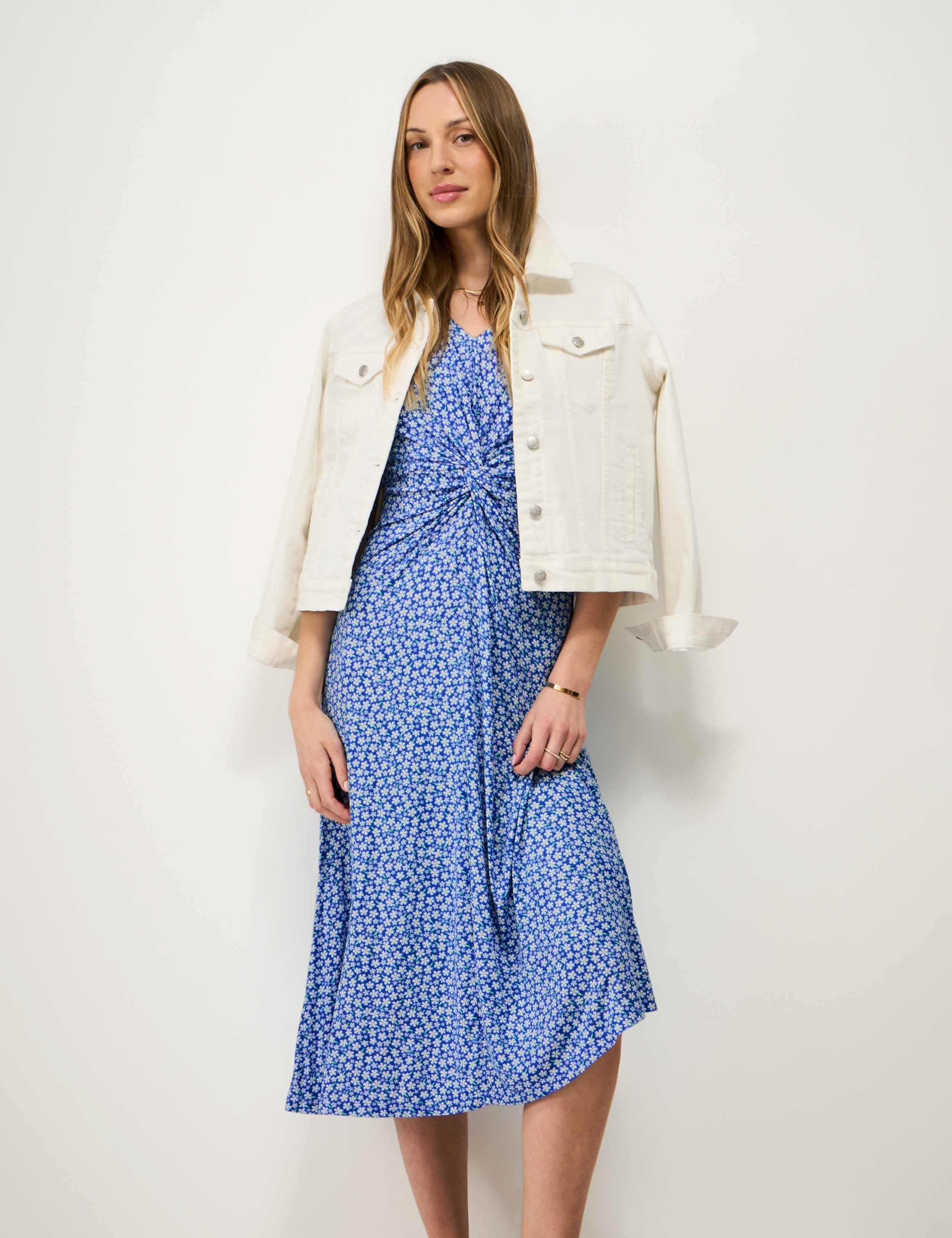 Jersey Floral Ruched Midi Dress 5 of 5