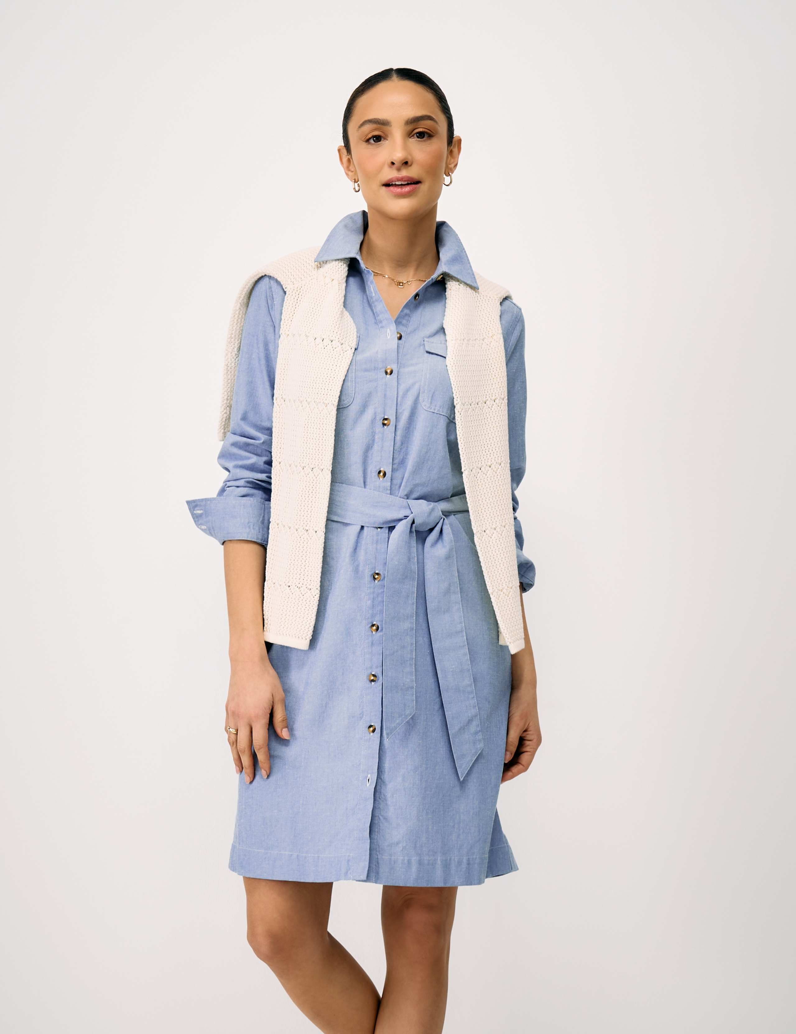 Belted Mini Shirt Dress with Linen 5 of 5