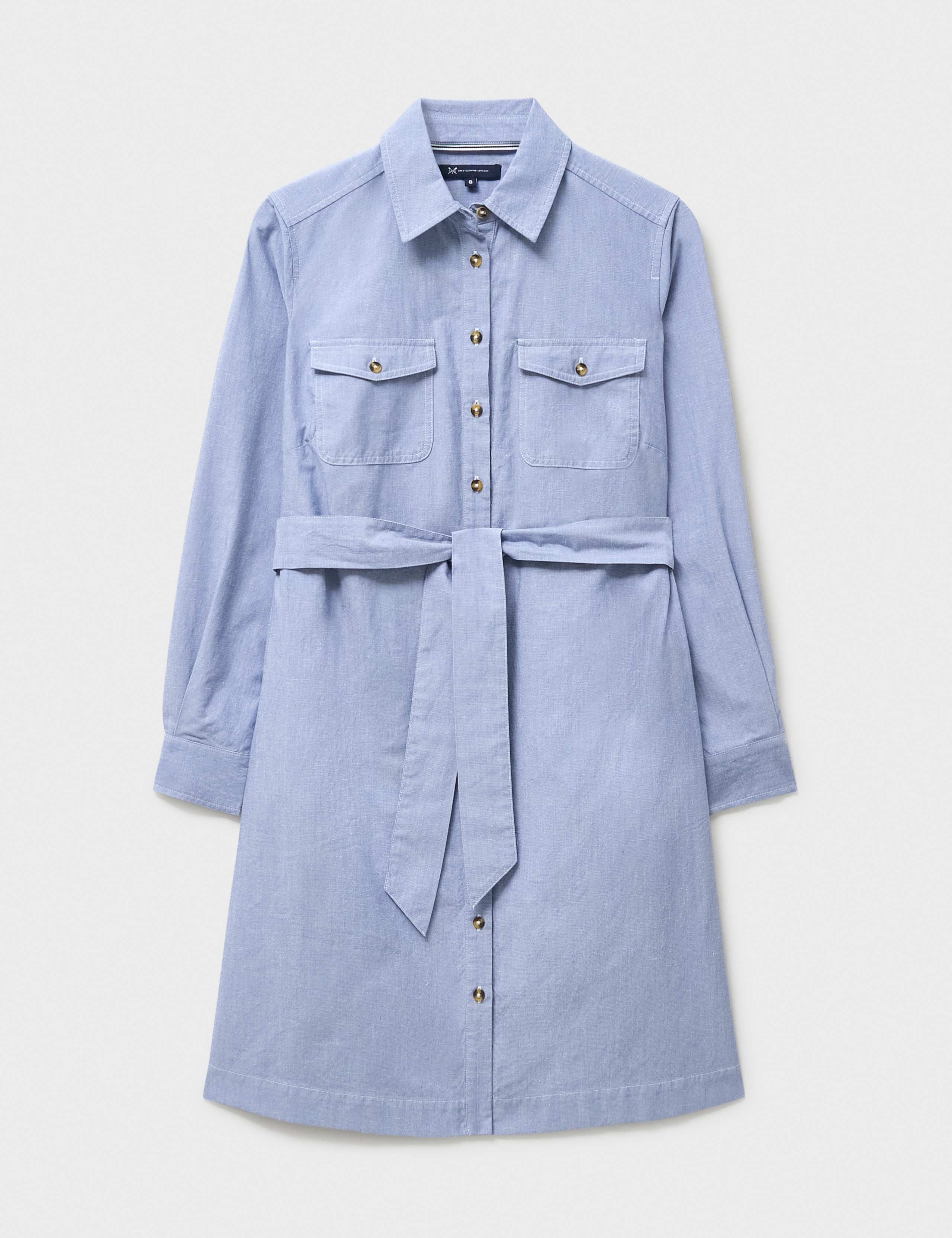Belted Mini Shirt Dress with Linen 2 of 5