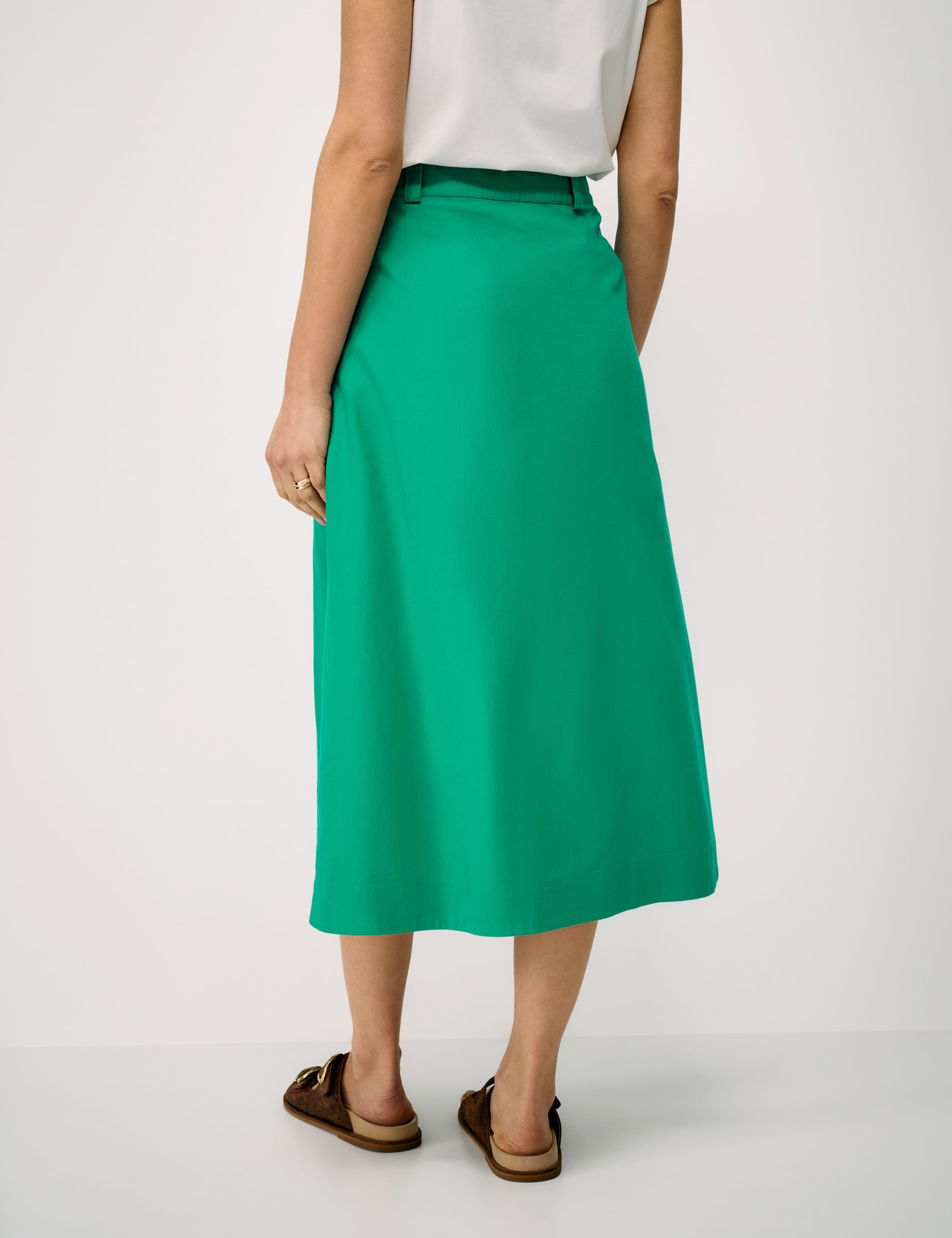 Midi A-Line Skirt with Linen 3 of 5