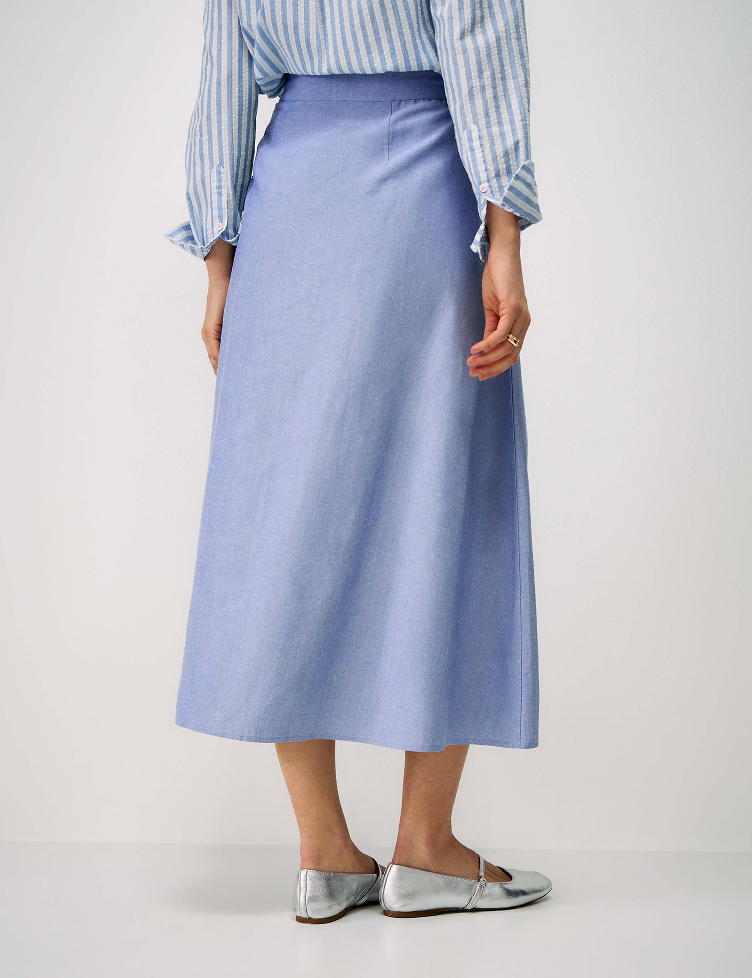 Pleated Midi Skirt with Linen 3 of 5