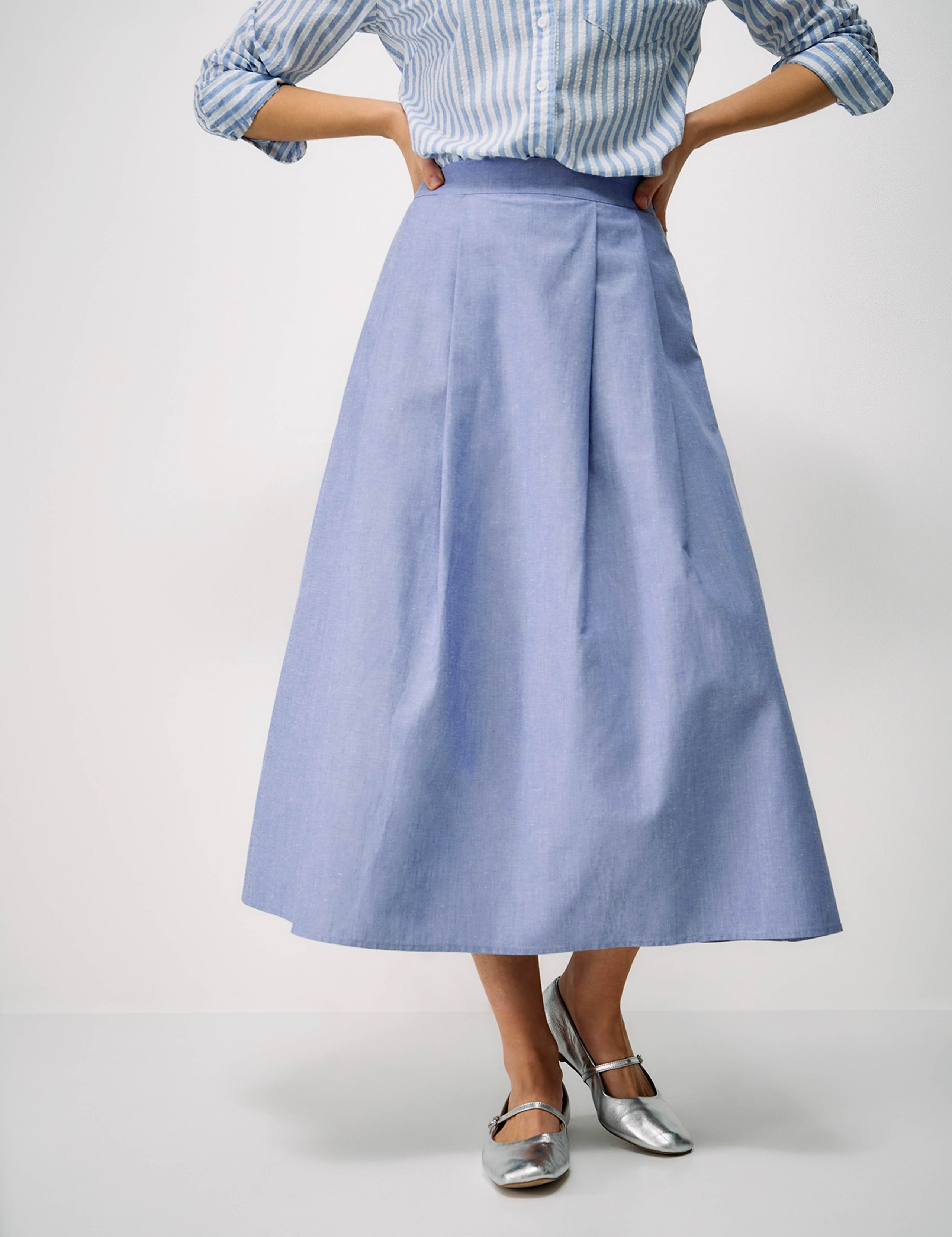 Pleated Midi Skirt with Linen 5 of 5