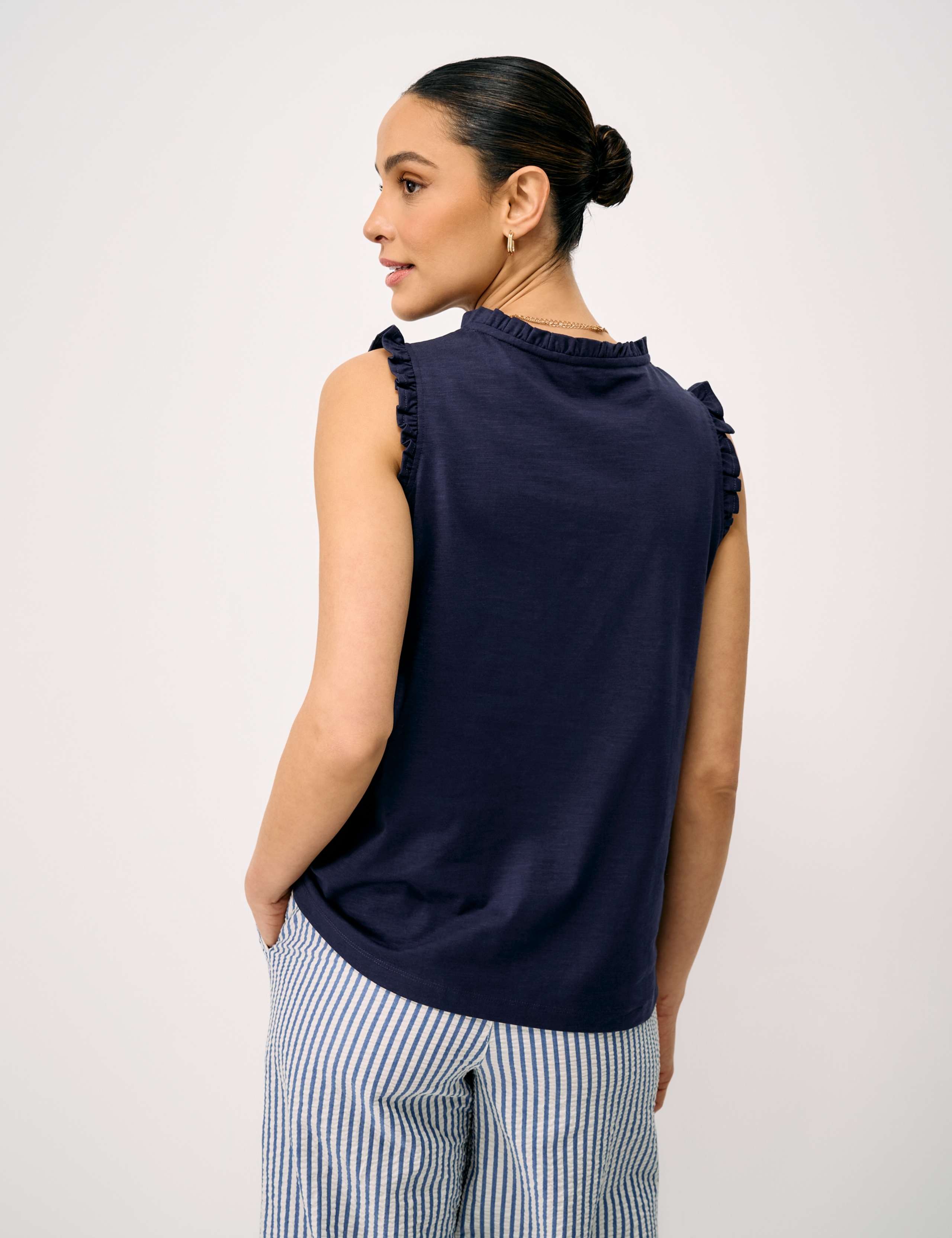 Pure Cotton Embroidered Frill Detail Vest 3 of 5