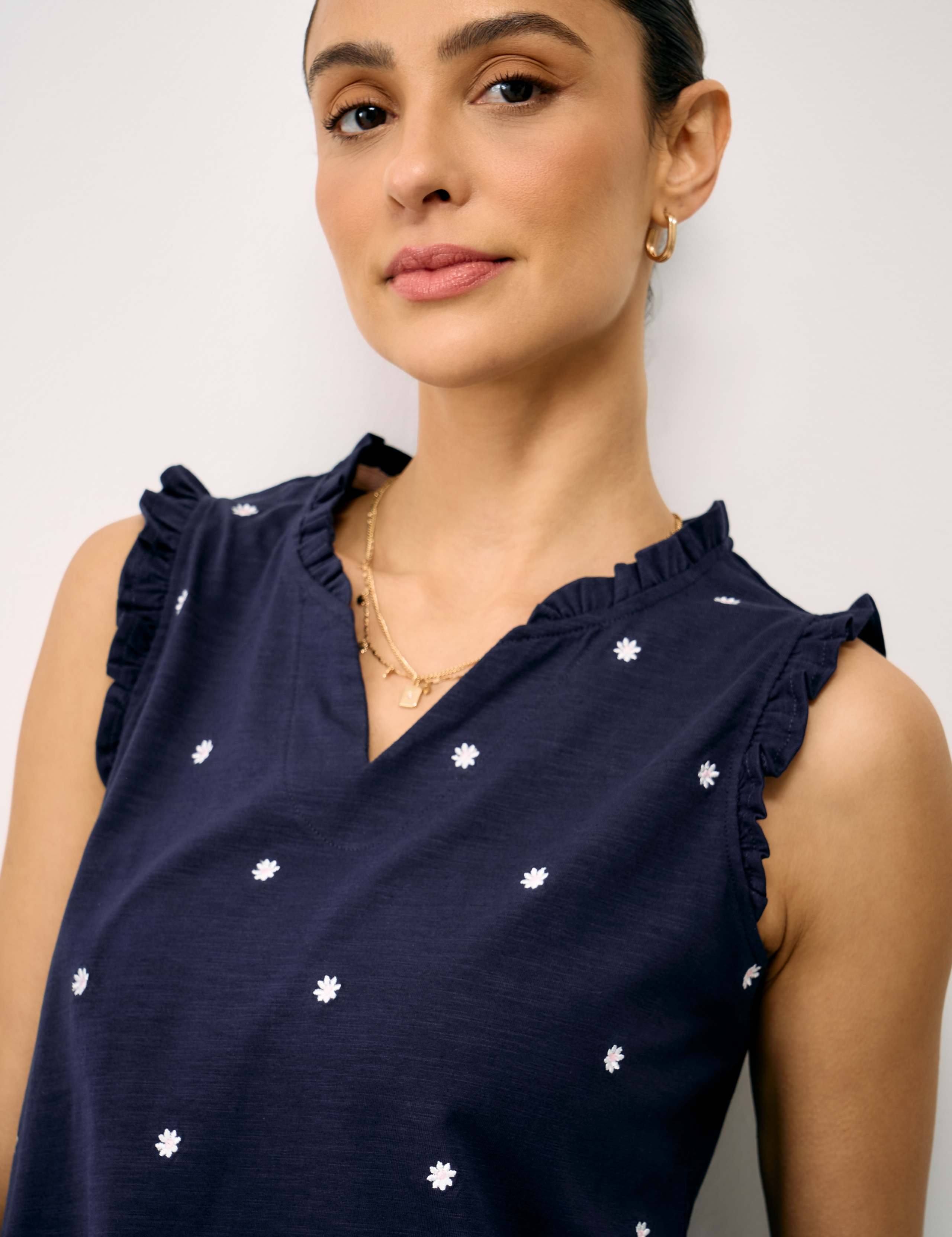 Pure Cotton Embroidered Frill Detail Vest 5 of 5