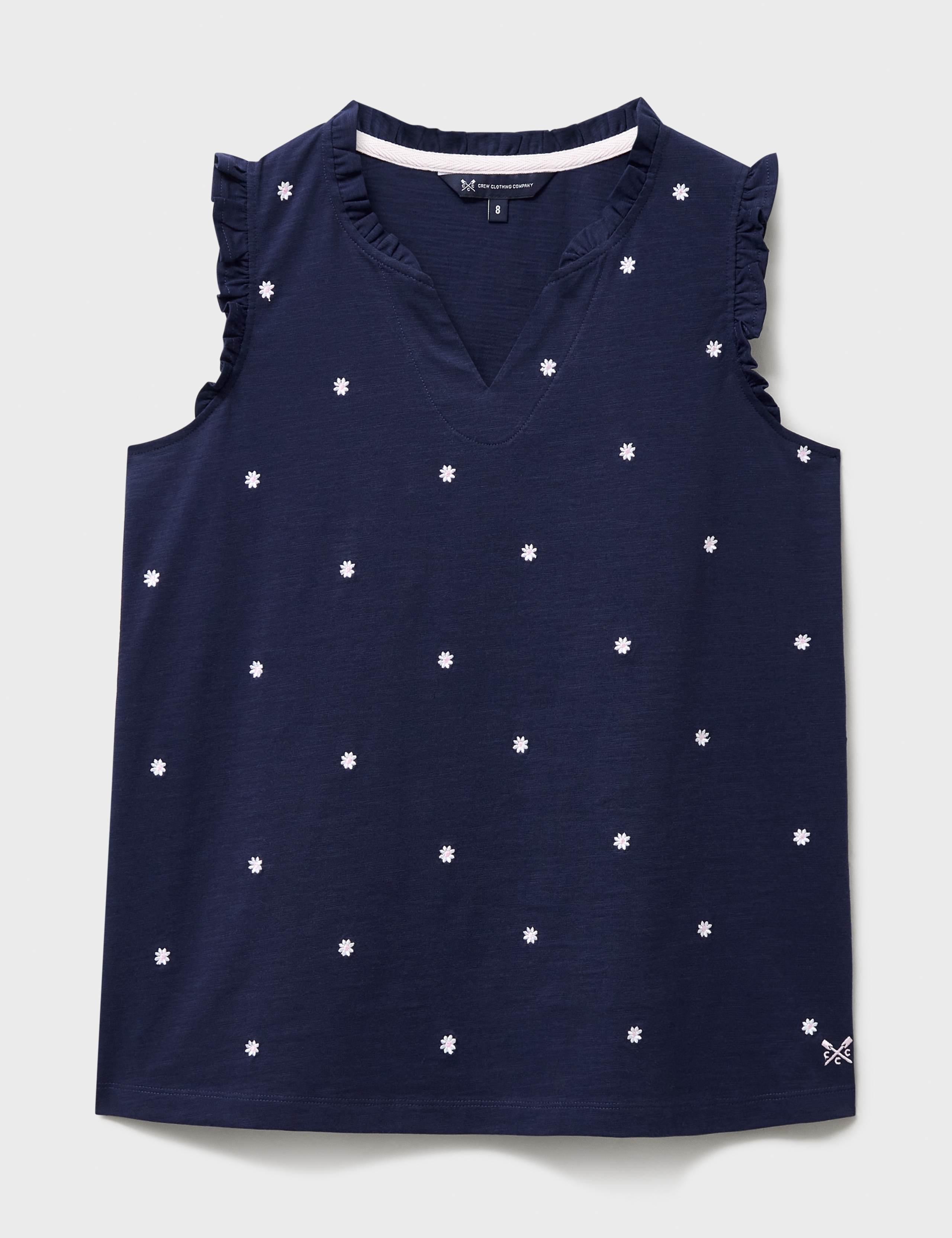 Pure Cotton Embroidered Frill Detail Vest 2 of 5