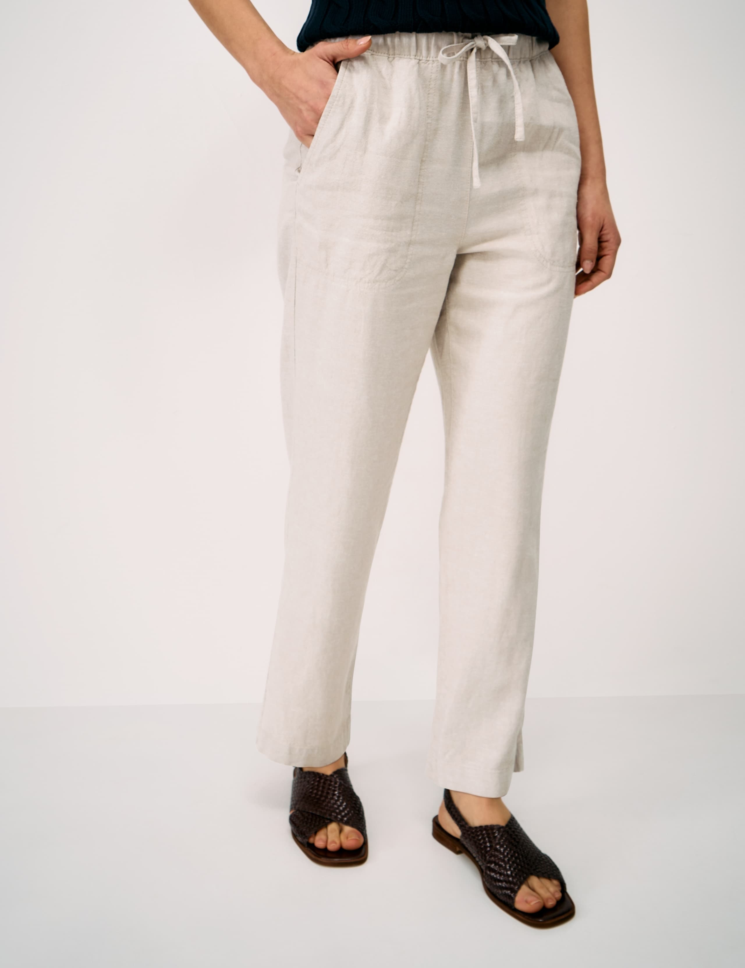 Linen Rich Drawstring Tapered Trousers 3 of 4