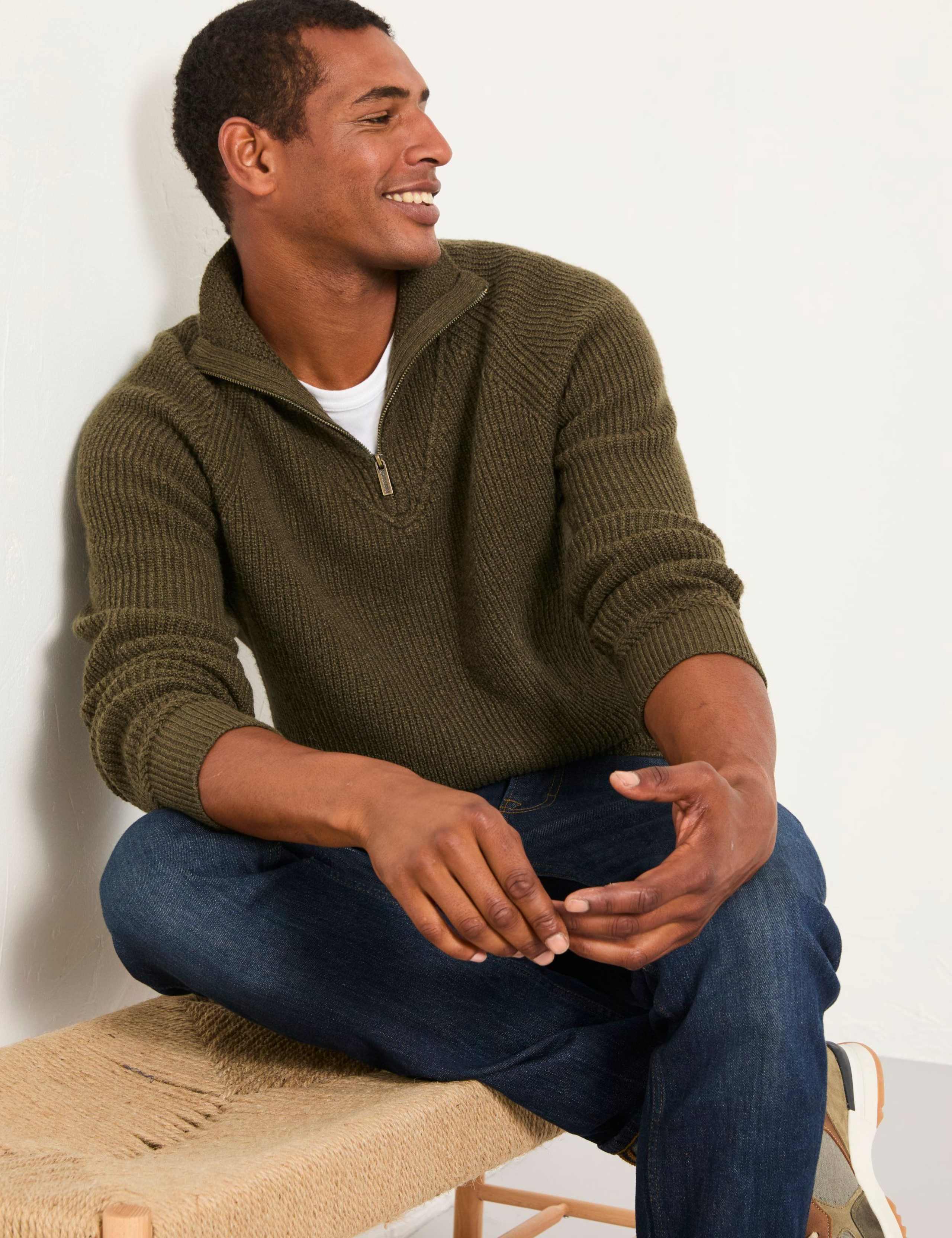 Cotton Rich Ribbed Half Zip Jumper 3 of 5